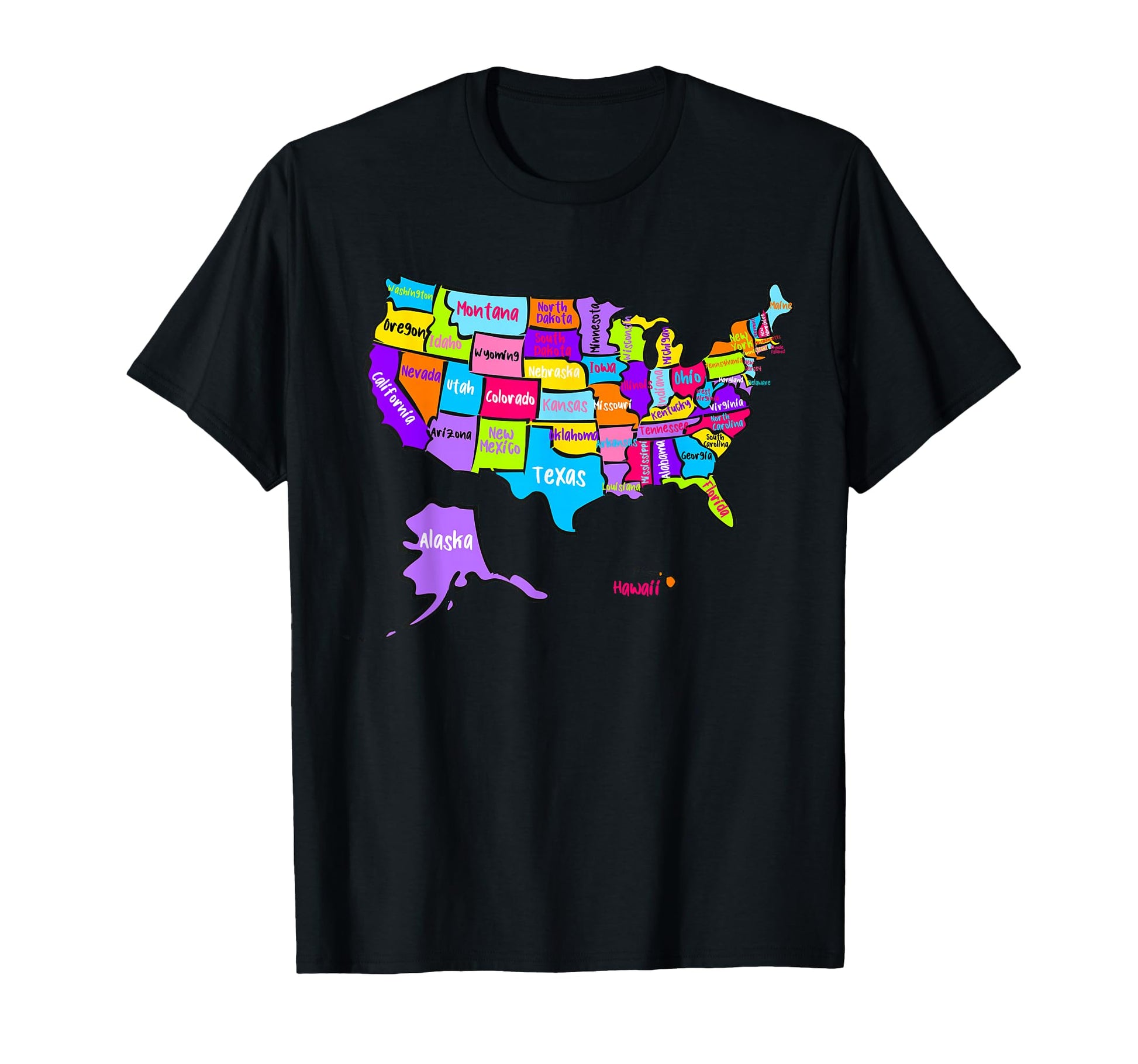 United States America Colorful Map T-Shirt - Trendy Graphic for Adults - T-Shirt, Sweatshirt, Hoodie