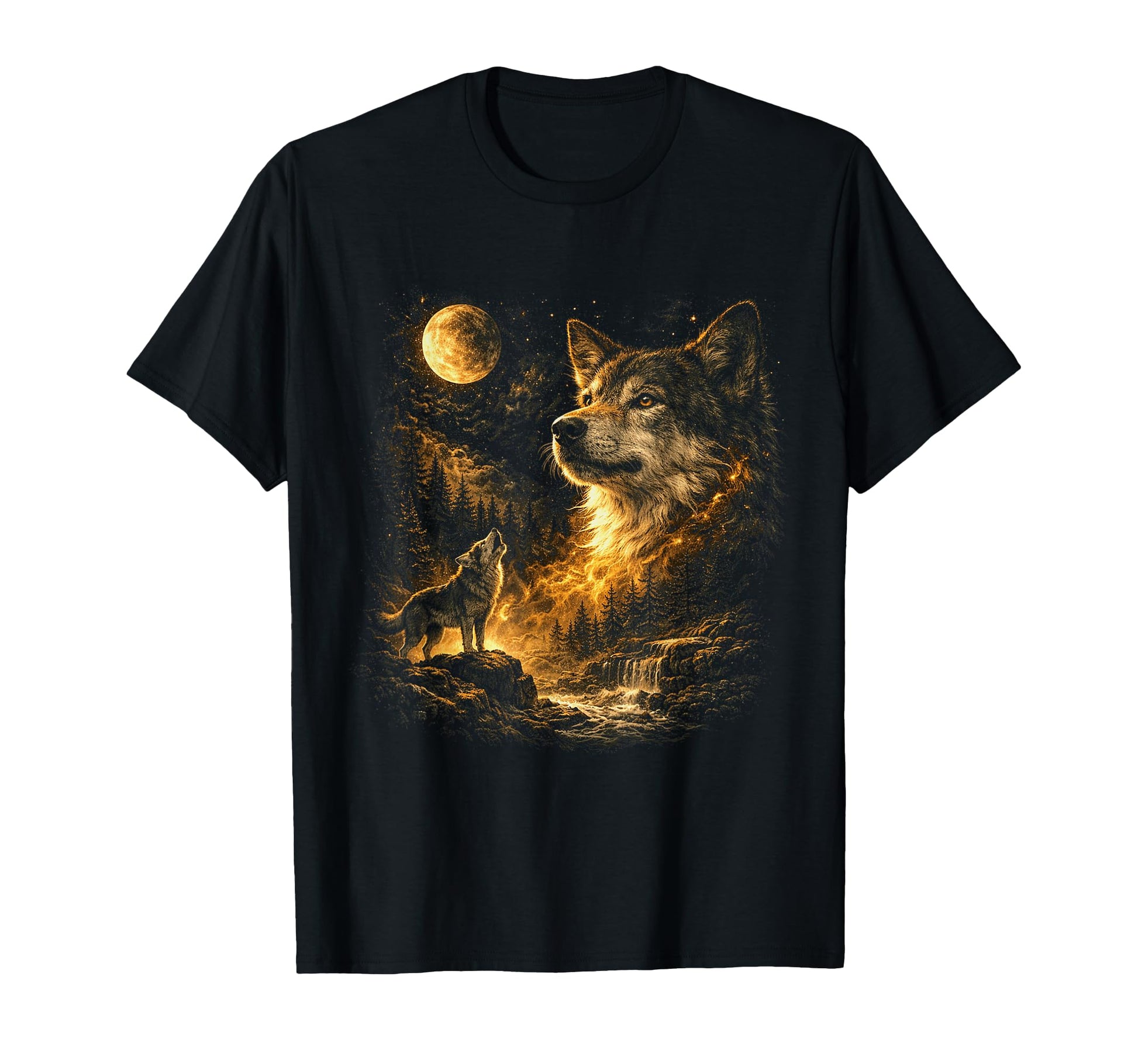 Wolf Howling To Moon 90S Animal T-Shirt - Minimalist Print Unisex - T-Shirt, Sweatshirt, Hoodie