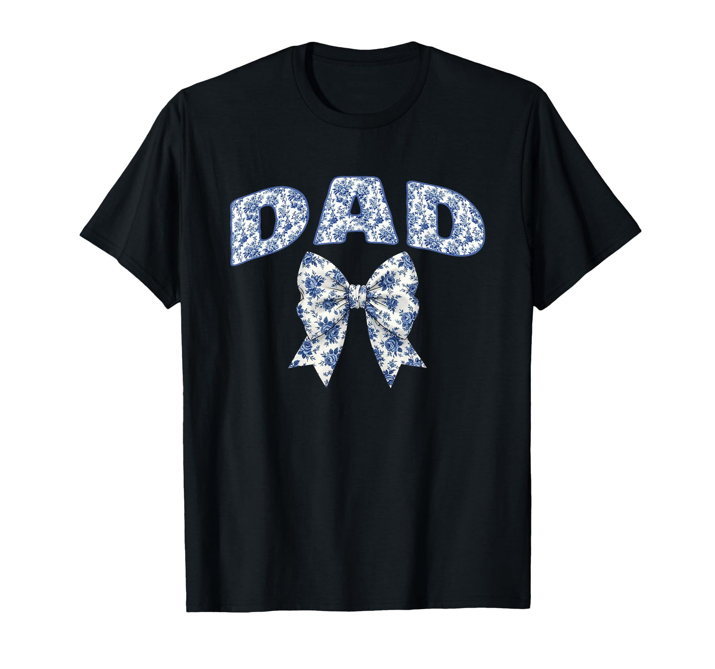 Dad Coquette Toile Blue Bow Floral T-Shirt - Graphic Print for Adults - T-Shirt, Sweatshirt, Hoodie