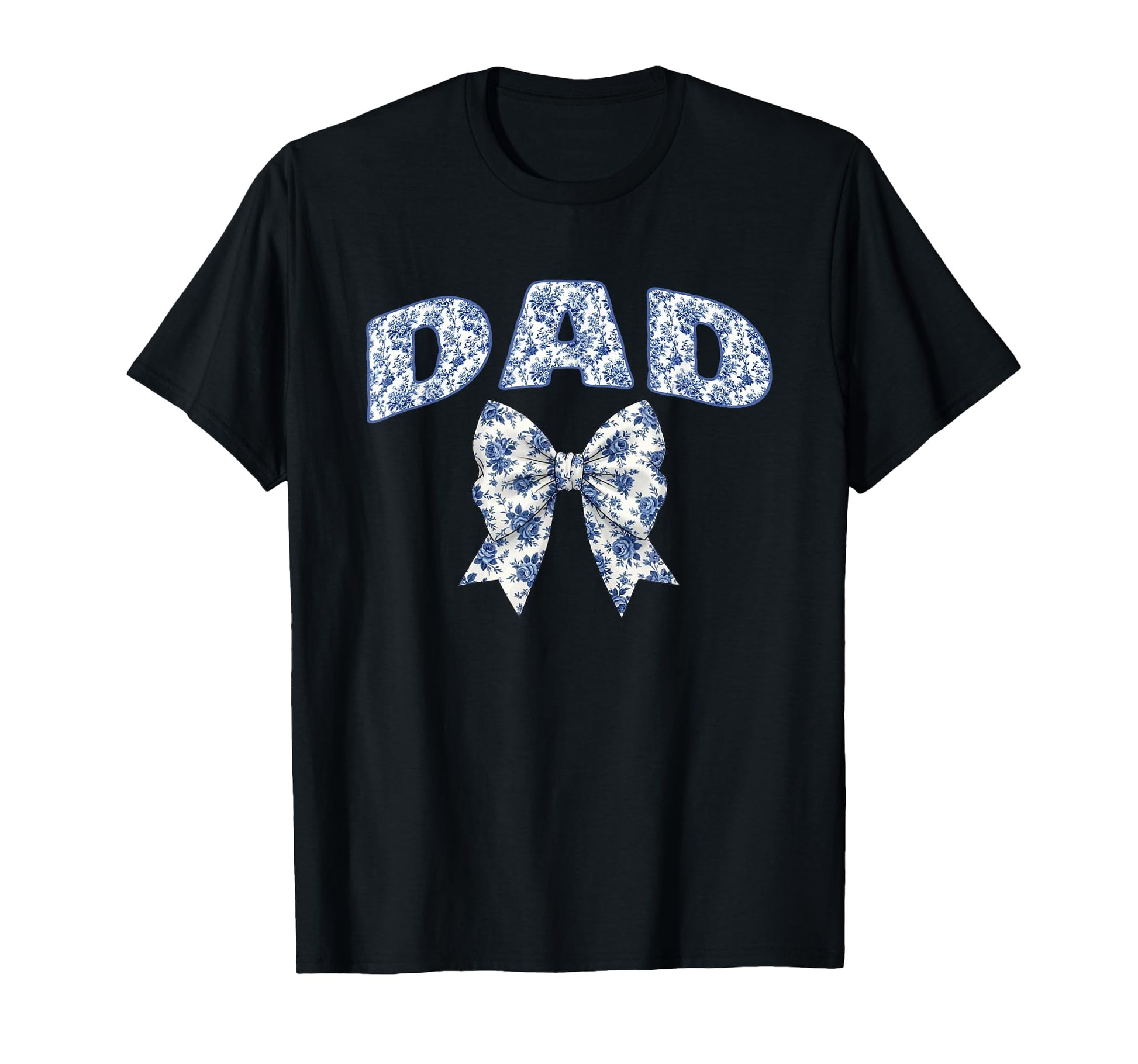Dad Coquette Toile Blue Bow Floral T-Shirt - Graphic Print for Adults - T-Shirt, Sweatshirt, Hoodie