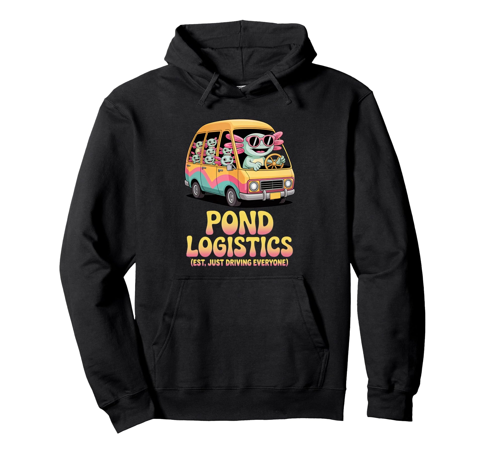 Pond Logistics Axolotl Soccer Carpool Hoodie - Graphic Print for Adults - T-Shirt, Sweatshirt, Hoodie