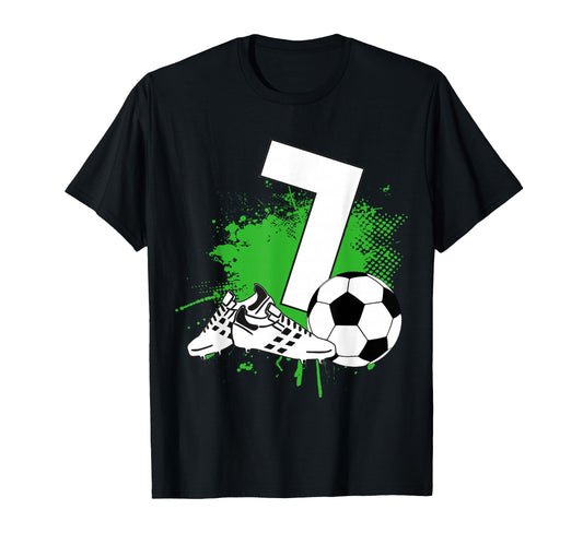 7Th Birthday 7 Years Soccer Football T-Shirt - Trendy Graphic for Adults - T-Shirt, Sweatshirt, Hoodie