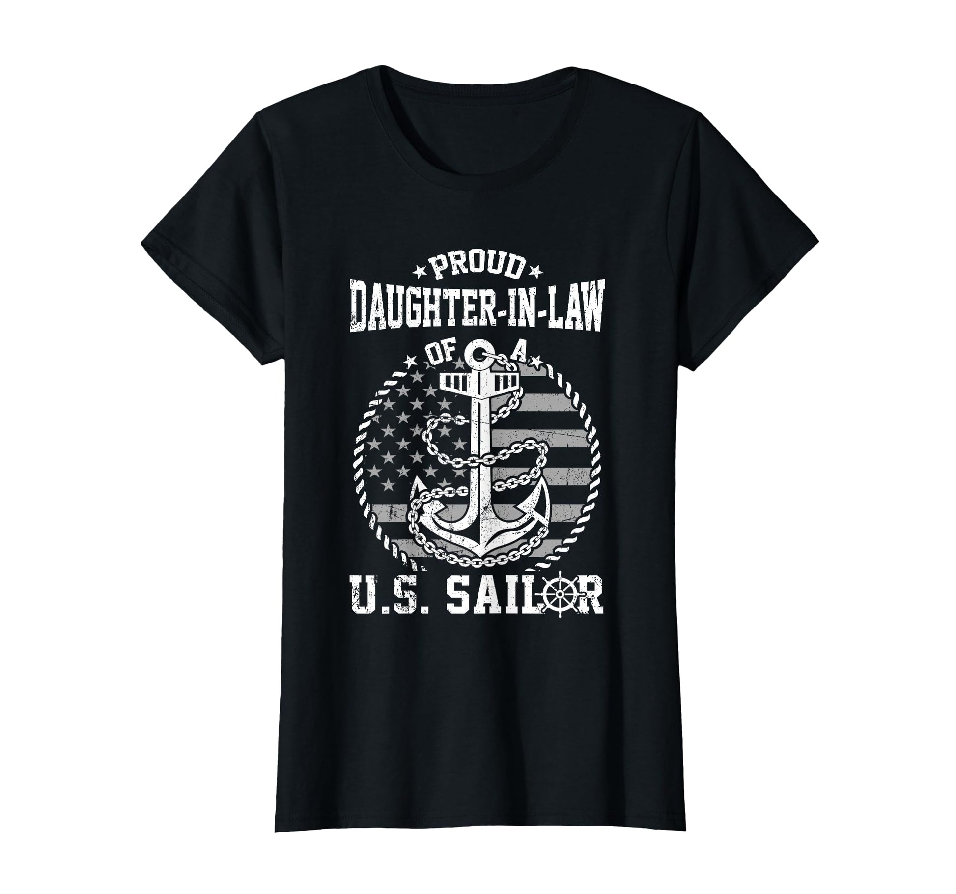 Proud Daughter Law Us Sailor Flag Usa T-Shirt - Unique Graphic Unisex - T-Shirt, Sweatshirt, Hoodie