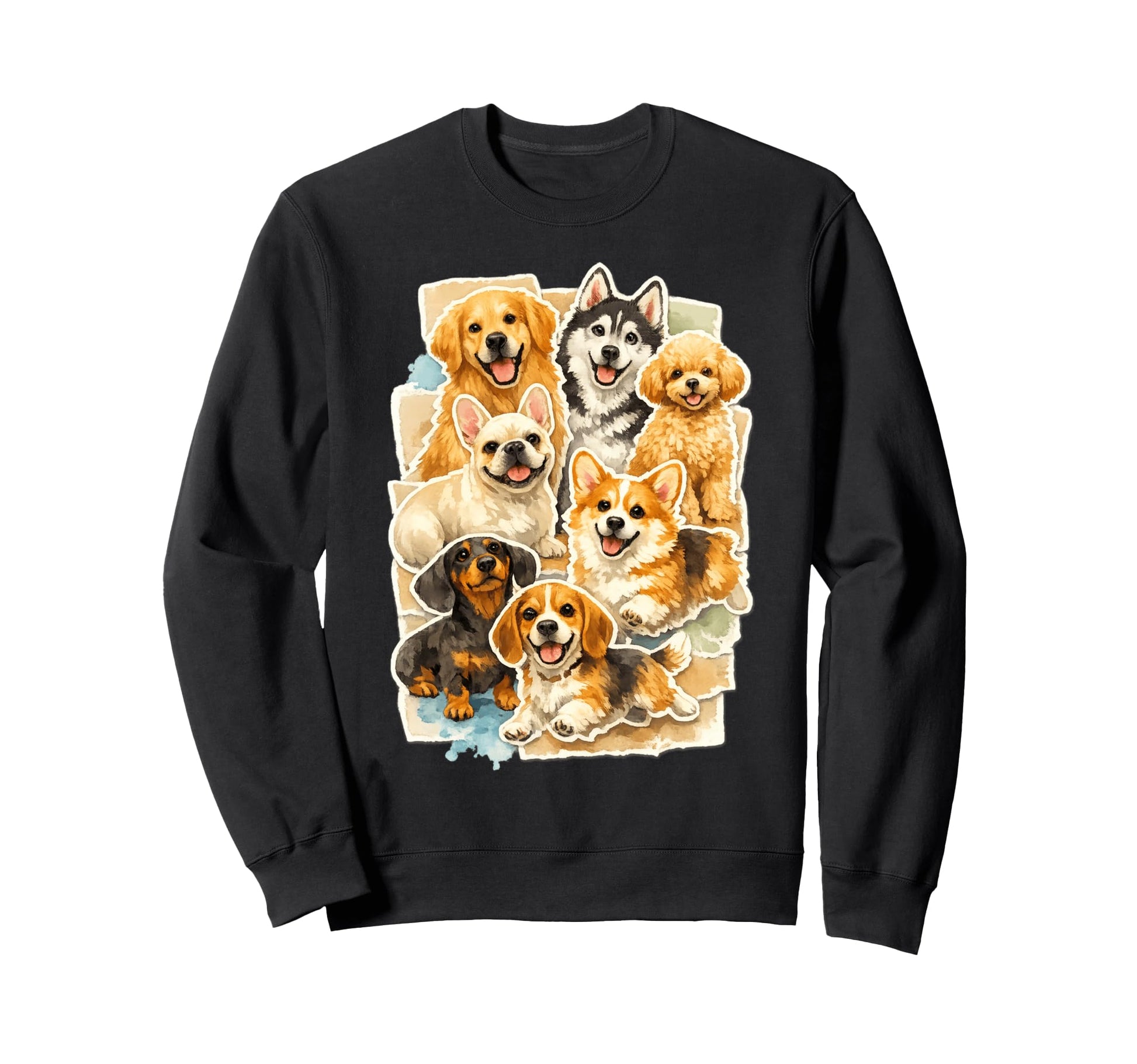 Dog Collage Colorful Paw Lover Puppy Sweatshirt - Trendy Graphic Men Women - T-Shirt, Sweatshirt, Hoodie