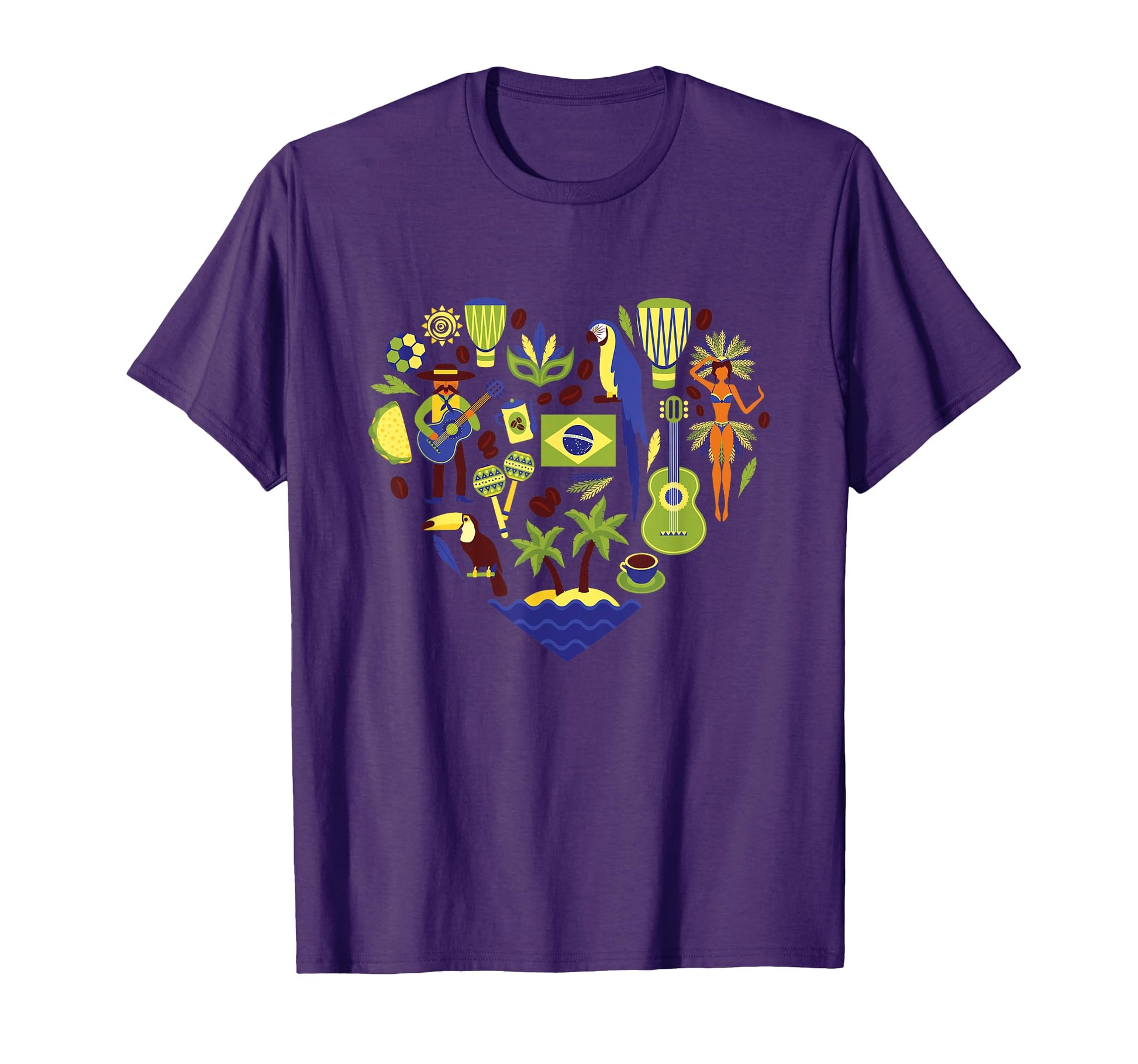 Brazil Heartbeat Soccer Beach Flag Cultural T-Shirt - Graphic Print Unisex - T-Shirt, Sweatshirt, Hoodie