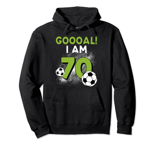 70Th Birthday Soccer Theme 70Year Old Hoodie - Novelty Apparel for Adults - T-Shirt, Sweatshirt, Hoodie