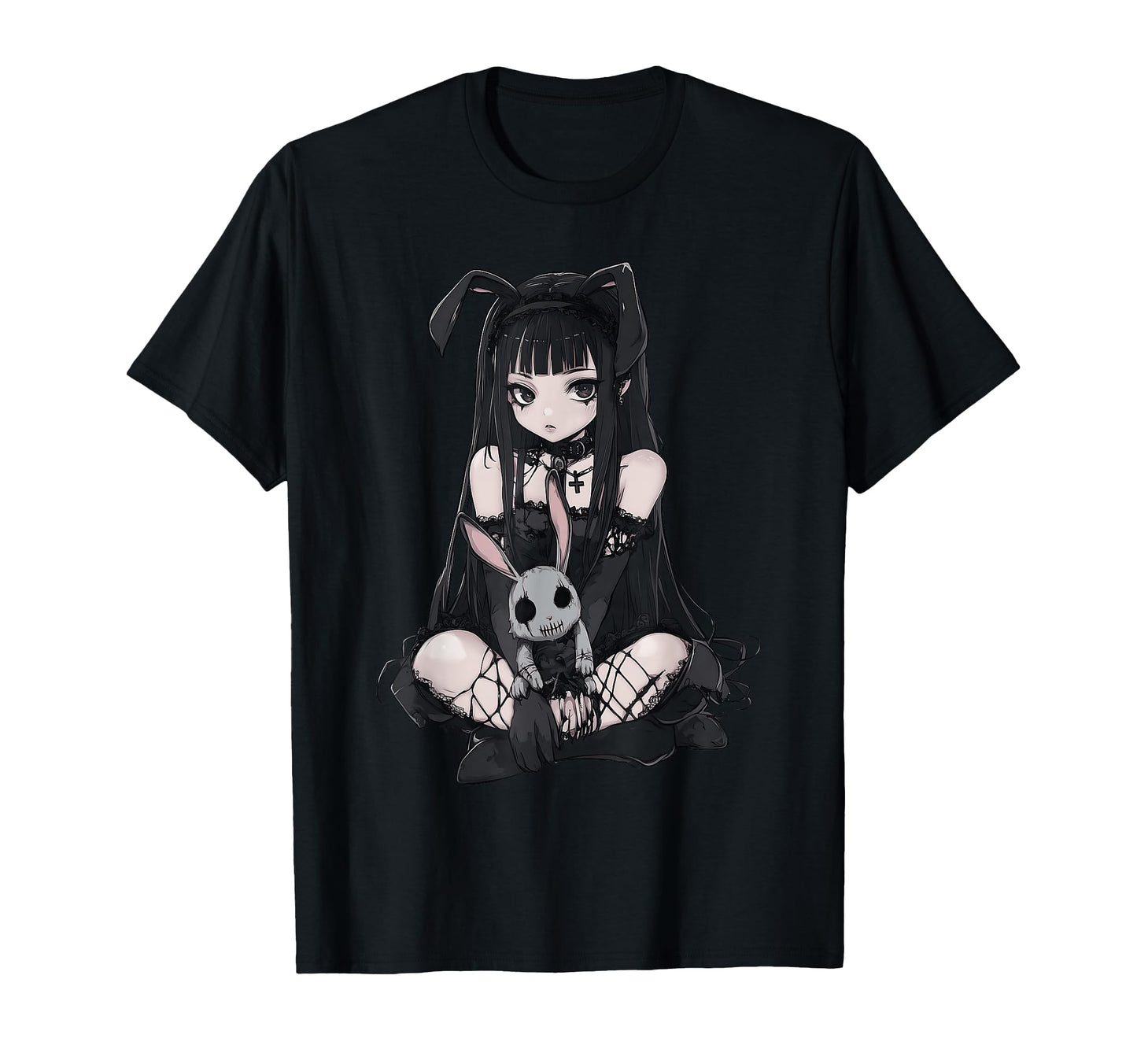E Anime Goth Bunny Grunge Gothic Outfit T-Shirt - Unique Graphic for Adults - T-Shirt, Sweatshirt, Hoodie