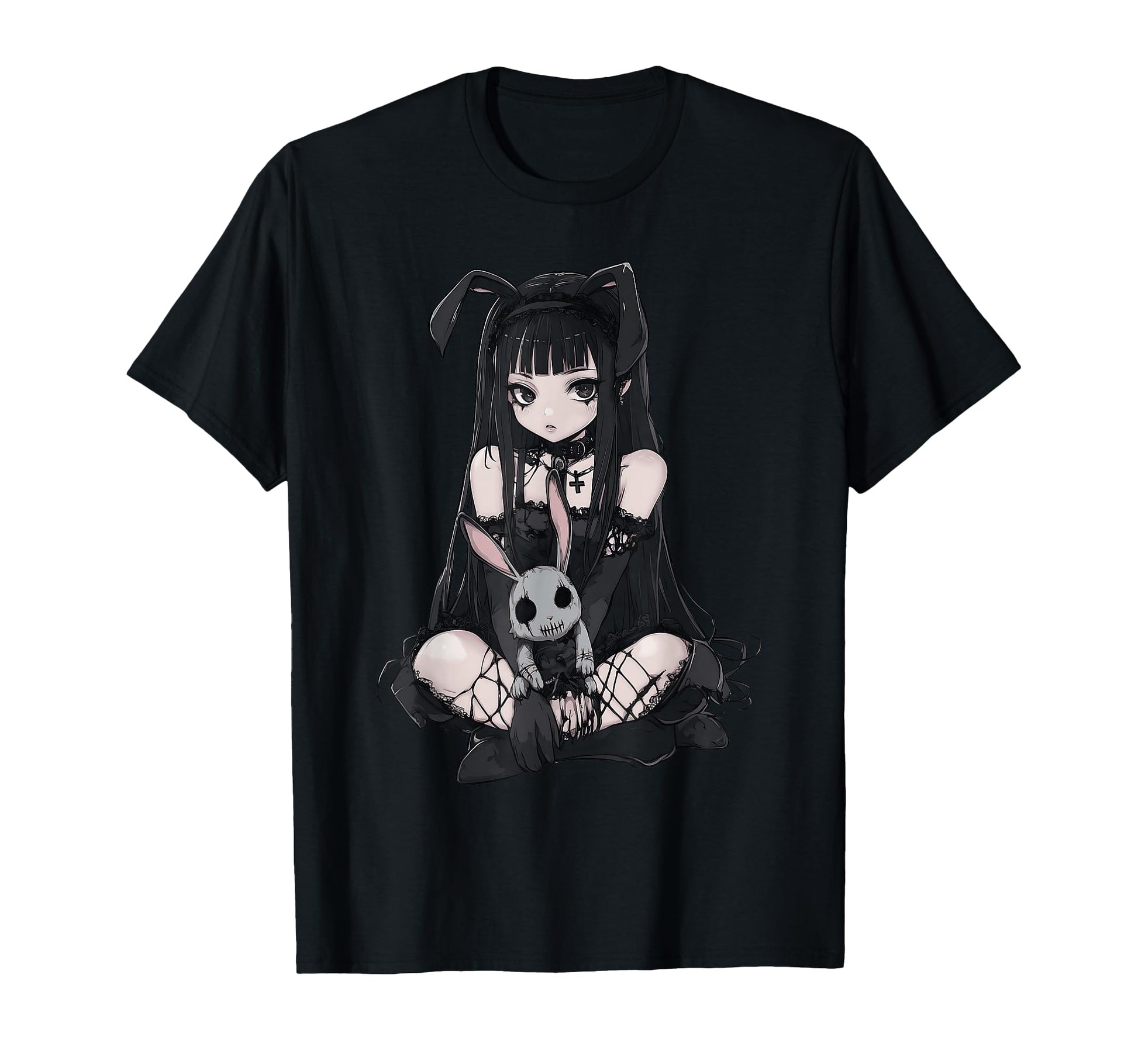 E Anime Goth Bunny Grunge Gothic Outfit T-Shirt - Unique Graphic for Adults - T-Shirt, Sweatshirt, Hoodie