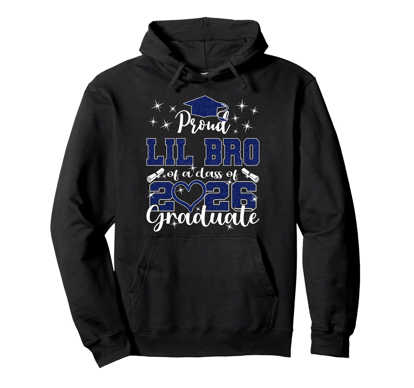 Super Proud Lil Bro 2026 Graduate Hoodie - Minimalist Print for Adults - T-Shirt, Sweatshirt, Hoodie