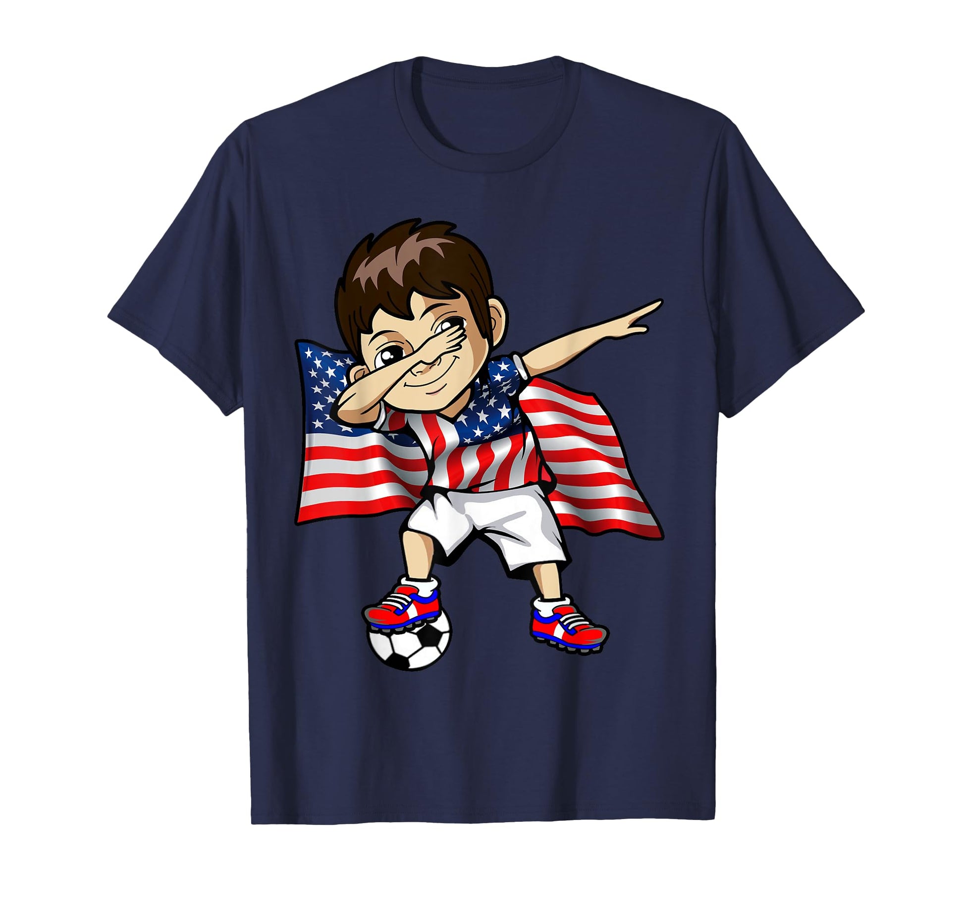 Dabbing American Usa Flag Soccer Meme T-Shirt - Trendy Graphic Men Women - T-Shirt, Sweatshirt, Hoodie