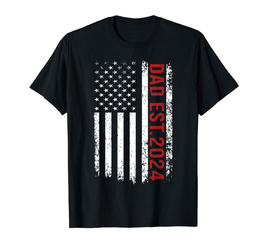 American Dad Est 2024 First Fathers Day T-Shirt - Graphic Print Unisex - T-Shirt, Sweatshirt, Hoodie