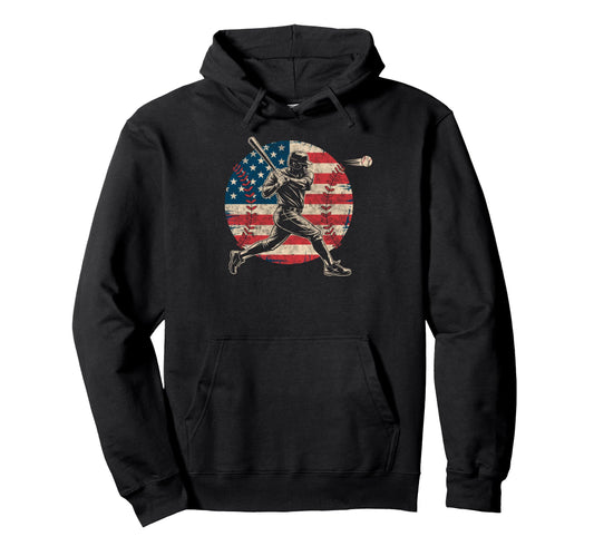 Baseball Us Flag Baseball Lover Dad Hoodie - Graphic Print for Adults - T-Shirt, Sweatshirt, Hoodie