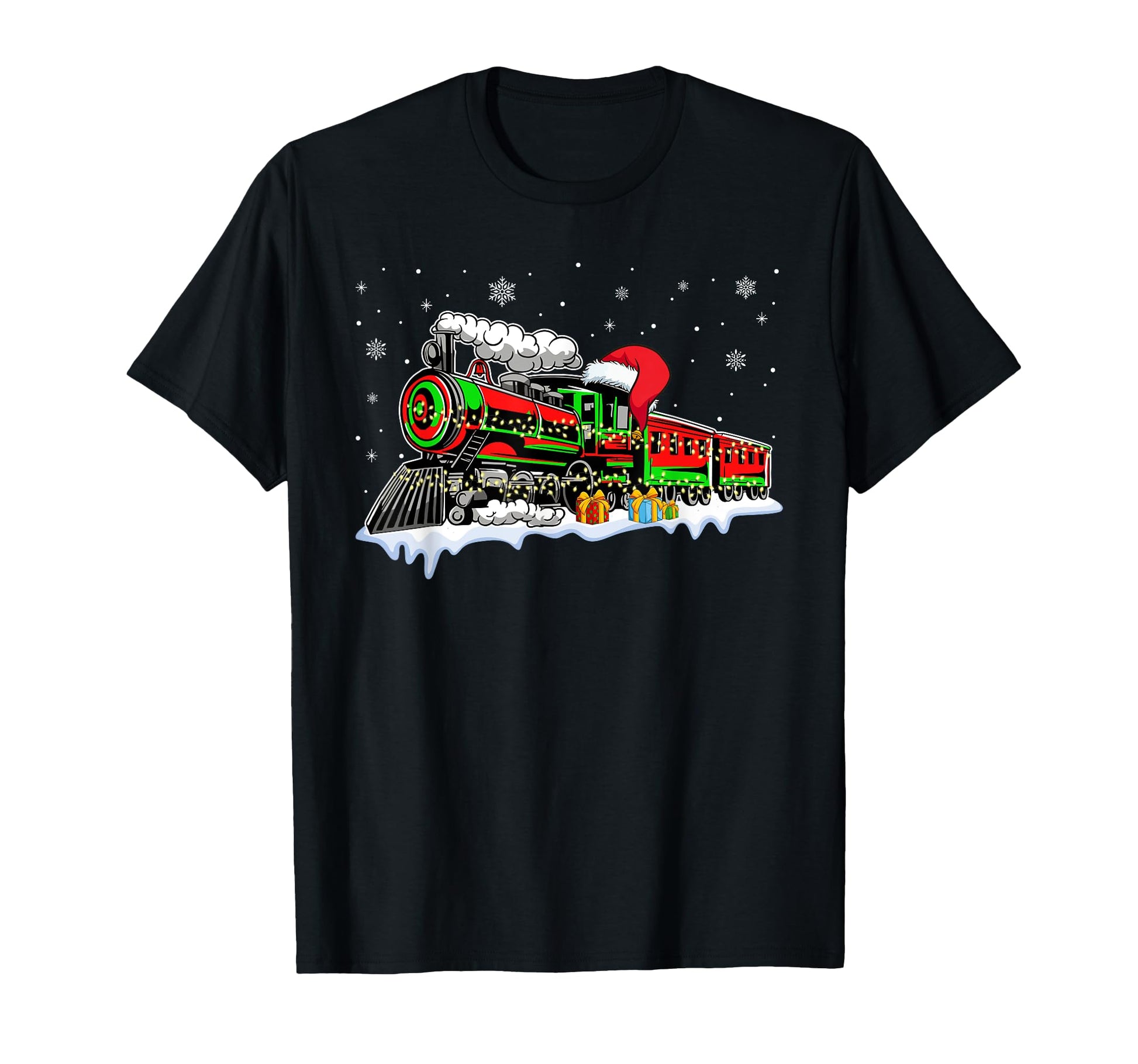Train Santa Hat Pajama Train Distressed T-Shirt - Graphic Print Men Women - T-Shirt, Sweatshirt, Hoodie