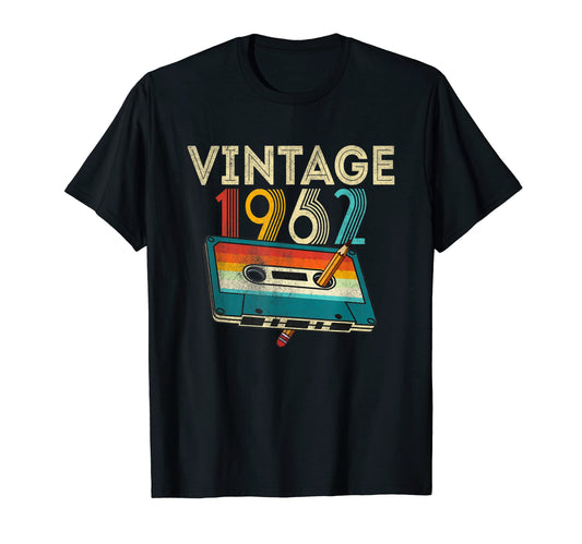 60 Year Old Gifts 1962 Cassette T-Shirt - Fun Novelty Design Men Women - T-Shirt, Sweatshirt, Hoodie