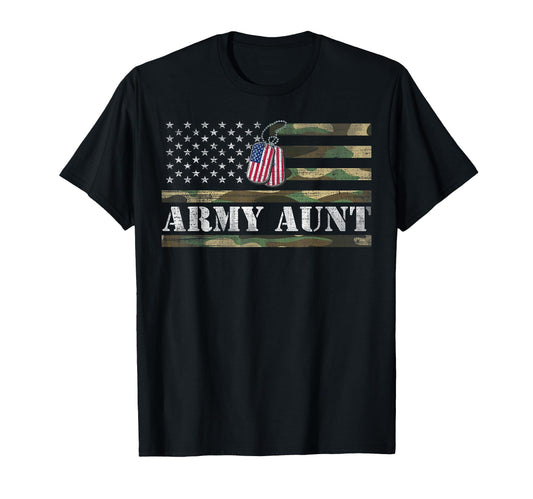 Army Aunt American Flag Camo Gift T-Shirt - Trendy Graphic Men Women - T-Shirt, Sweatshirt, Hoodie