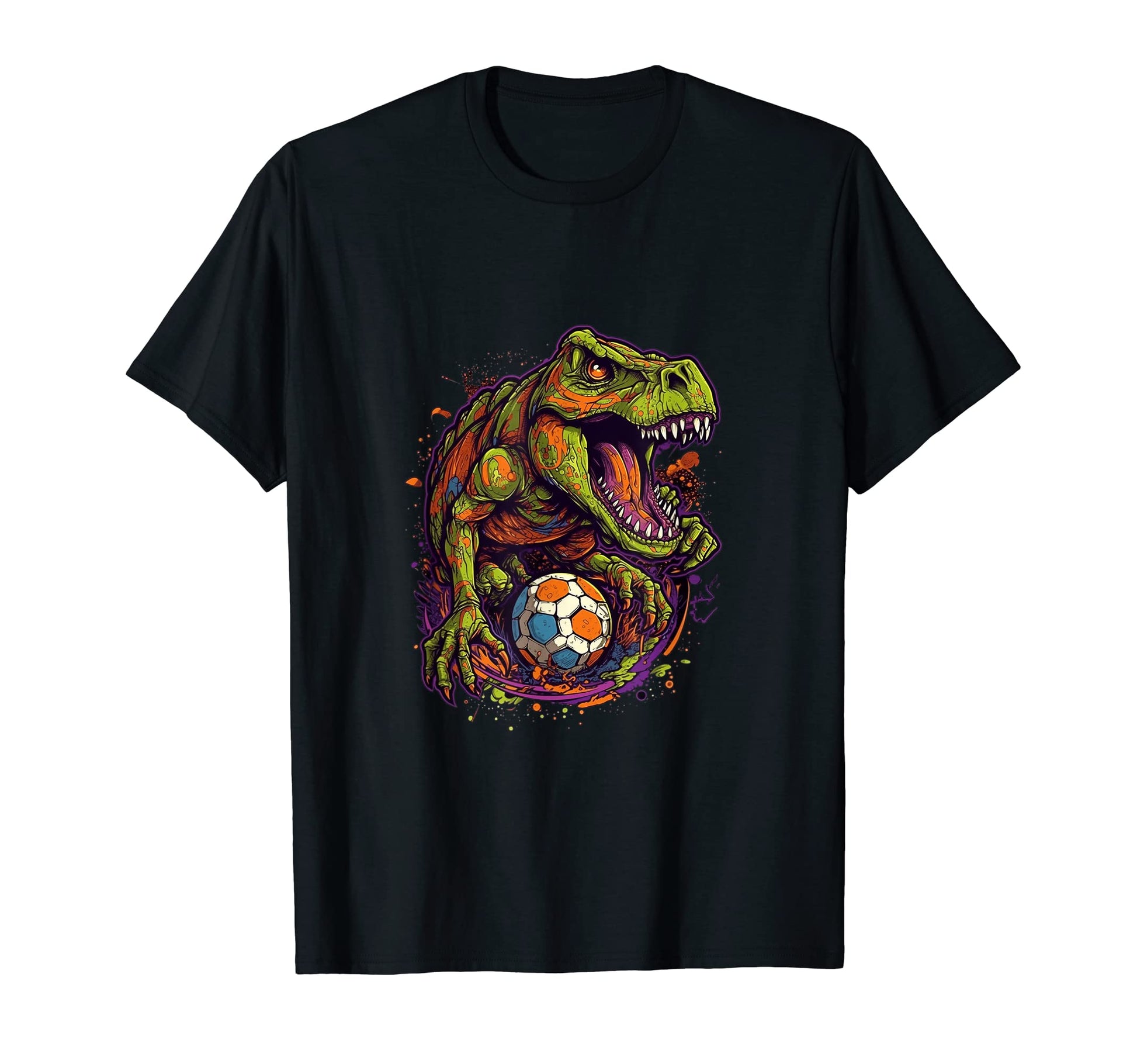 T Rex Playing Soccer Funny Dinosaur T-Shirt - Custom Art Print Men Women - T-Shirt, Sweatshirt, Hoodie