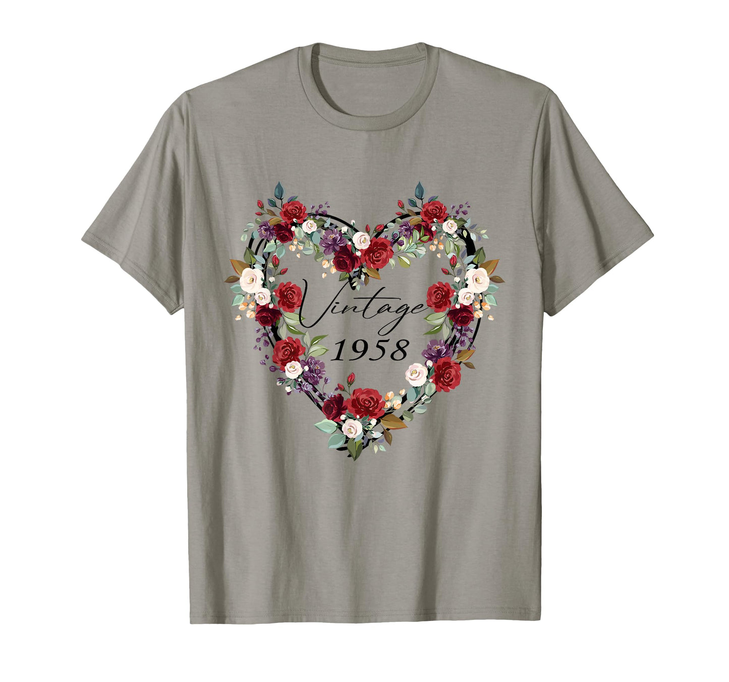 Happy Birthday 1958 Birthday Floral Flower T-Shirt - Trendy Graphic Unisex - T-Shirt, Sweatshirt, Hoodie