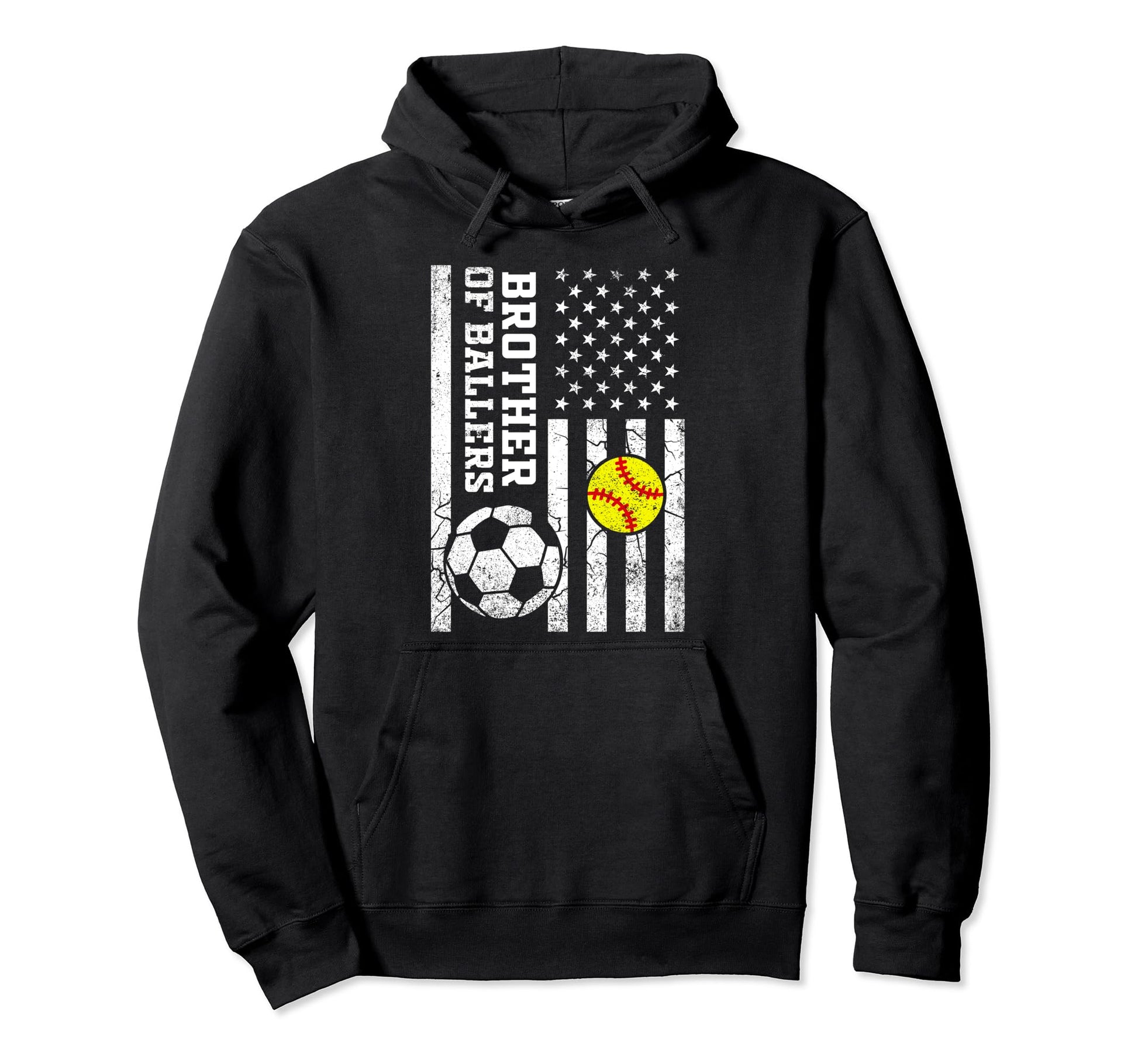 Brother Ballers Baseball Soccer Hoodie - Fun Novelty Design Men Women - T-Shirt, Sweatshirt, Hoodie