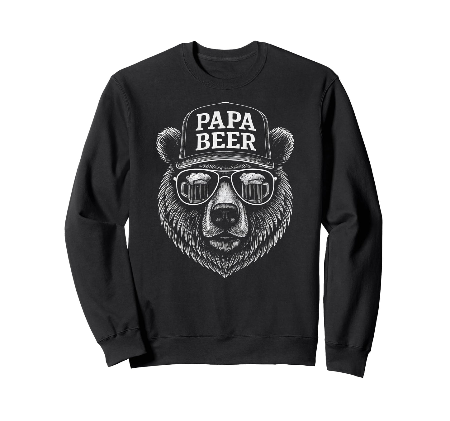 Papa Beer Funny Dad Bear Drinking Sweatshirt - Aesthetic Graphic Unisex - T-Shirt, Sweatshirt, Hoodie