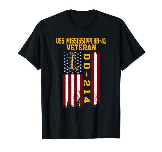 Battleship Uss Mississippi Bb 41 T-Shirt - Aesthetic Graphic for Adults - T-Shirt, Sweatshirt, Hoodie