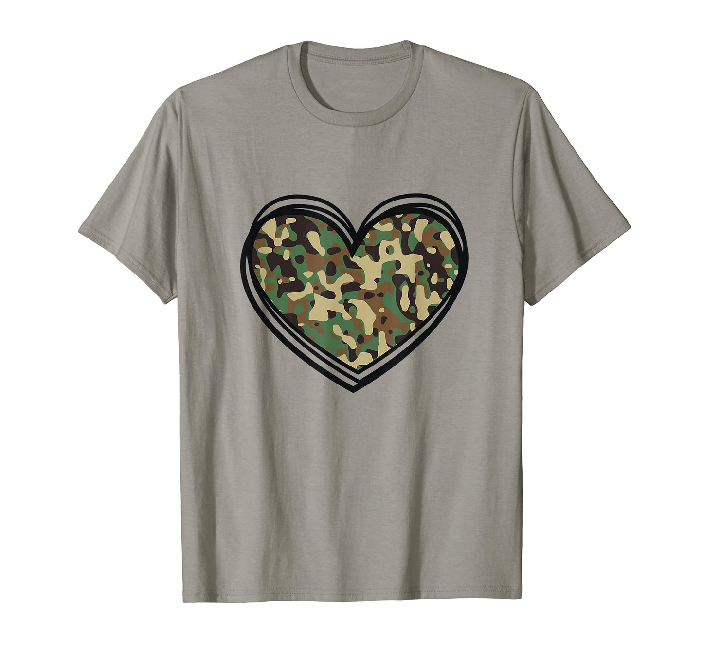 Camo Heart Camouflage Military T-Shirt - Fun Novelty Design Men Women - T-Shirt, Sweatshirt, Hoodie