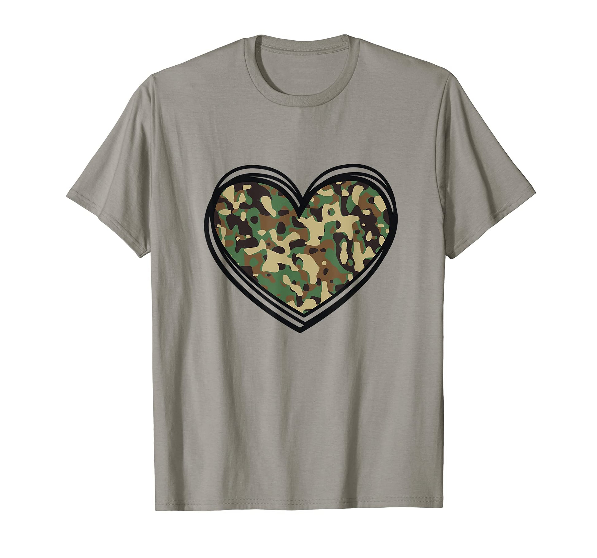 Camo Heart Camouflage Military T-Shirt - Fun Novelty Design Men Women - T-Shirt, Sweatshirt, Hoodie