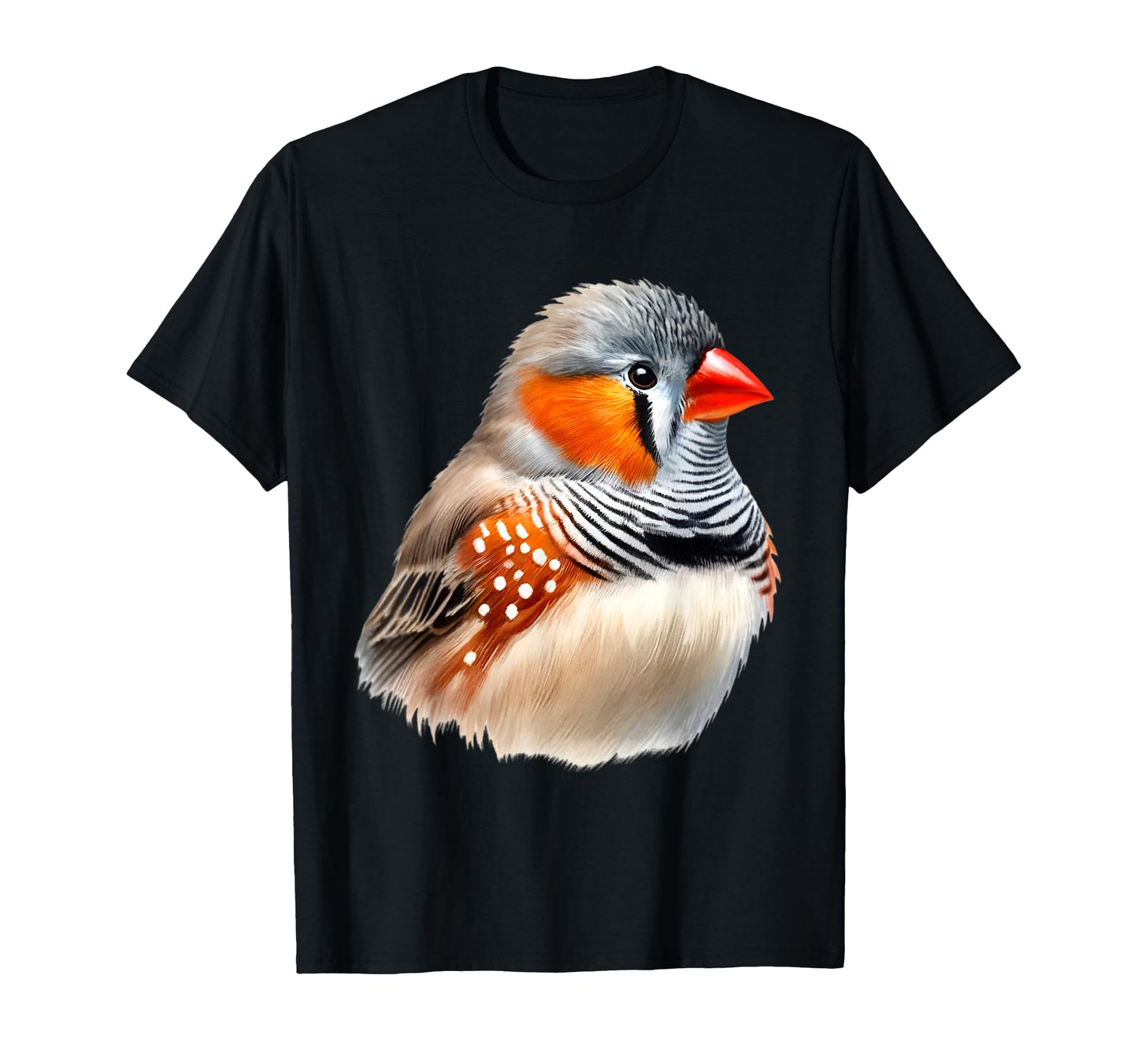 Zebra Finch Bird Vibrant Realistic Artwork T-Shirt - Graphic Print Unisex - T-Shirt, Sweatshirt, Hoodie