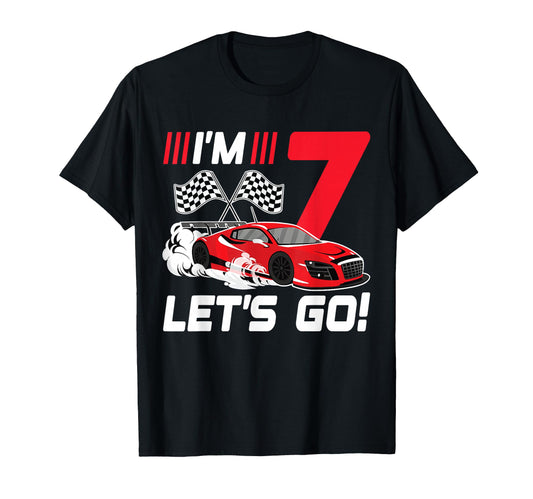 7 Year Old Race Car 7Th Birthday T-Shirt - Aesthetic Graphic Unisex - T-Shirt, Sweatshirt, Hoodie