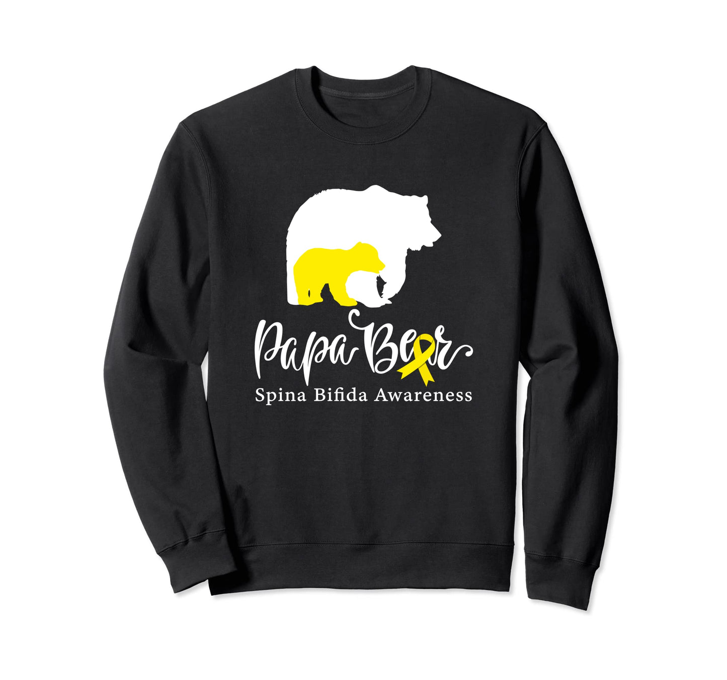 Papa Bear Yellow Ribbon Spina Bifida Sweatshirt - Graphic Print Unisex - T-Shirt, Sweatshirt, Hoodie