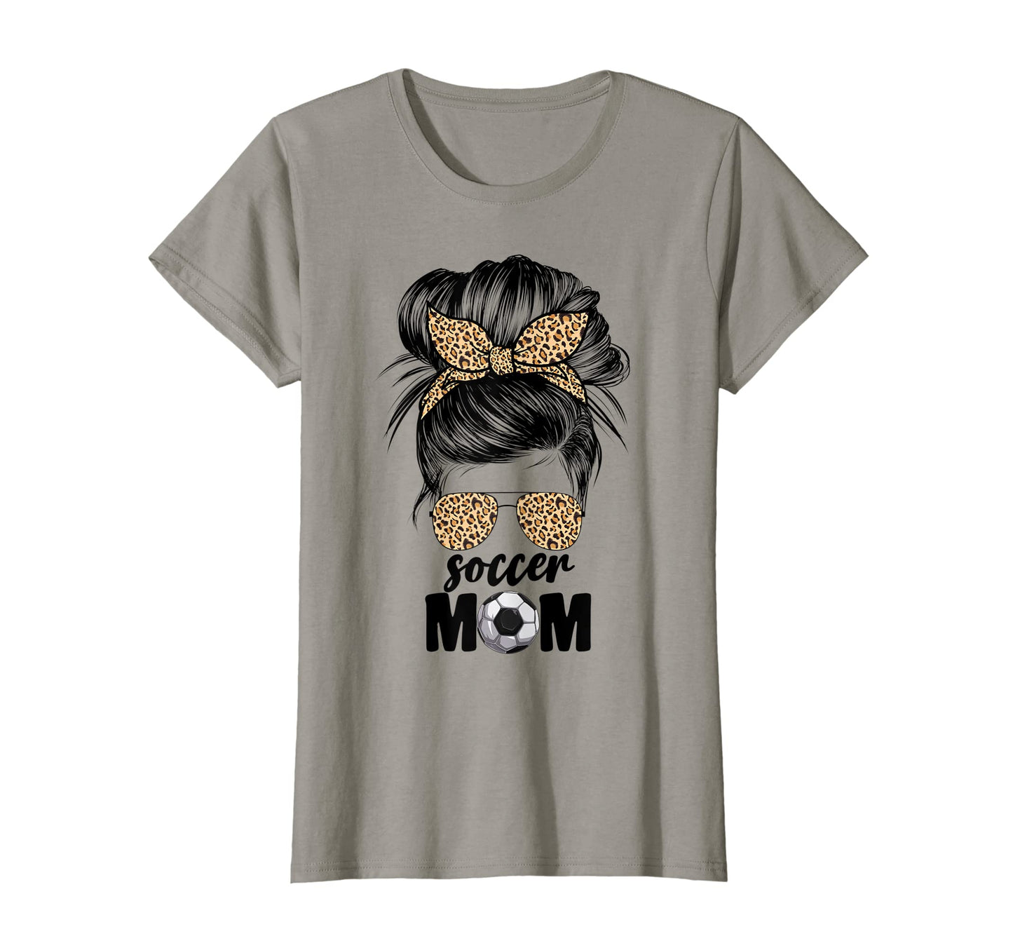 Womens Soccer Mom Mama Leopard Messy T-Shirt - Trendy Graphic Men Women - T-Shirt, Sweatshirt, Hoodie