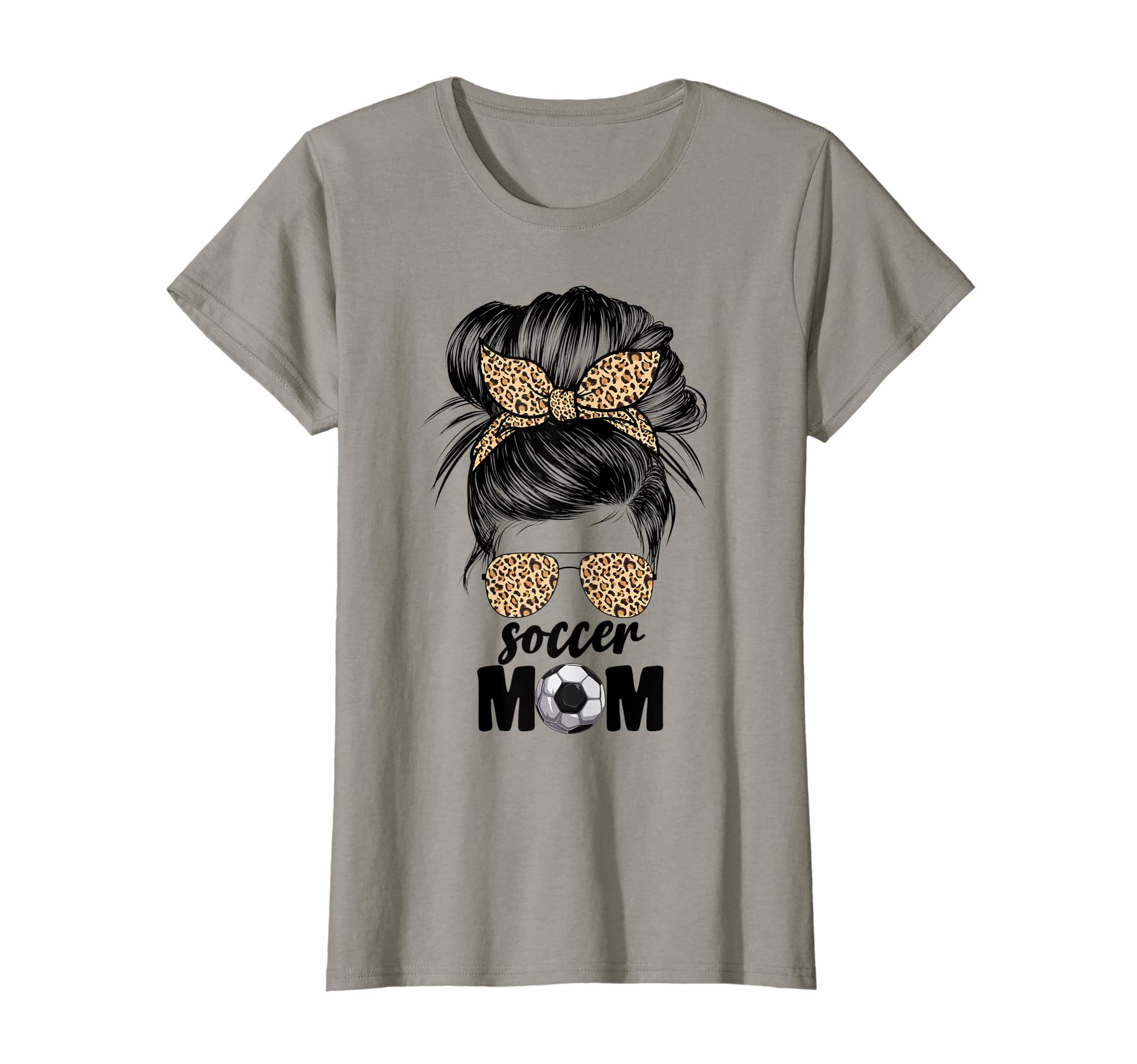 Womens Soccer Mom Mama Leopard Messy T-Shirt - Trendy Graphic Men Women - T-Shirt, Sweatshirt, Hoodie