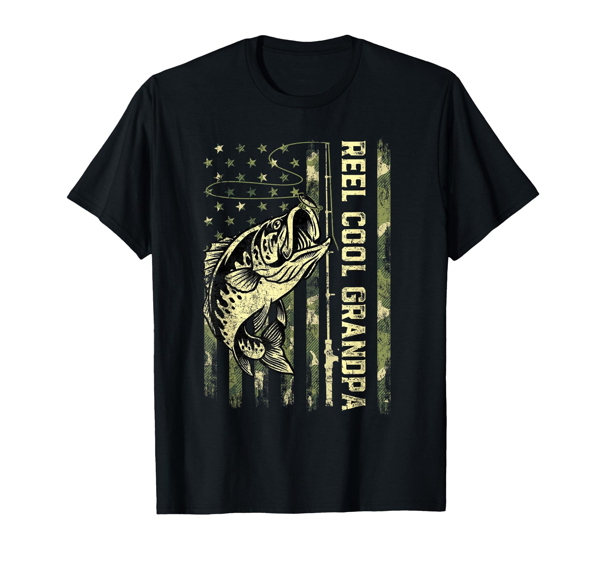Reel Grandpa Fisherman Camouflage Fathers T-Shirt - Novelty Apparel Unisex - T-Shirt, Sweatshirt, Hoodie