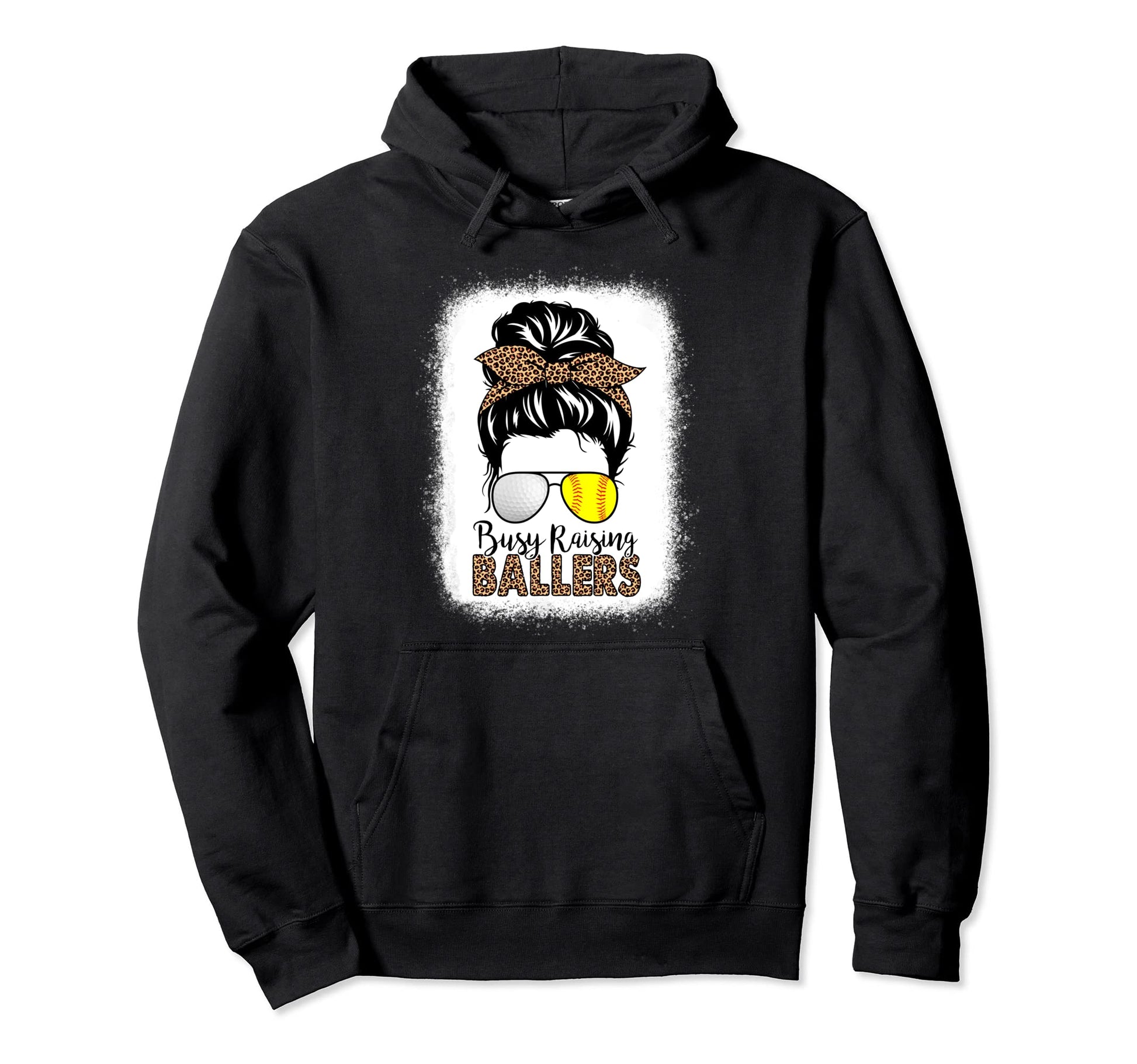 Golf And Softball Mom Messy Bun Hoodie - Streetwear Style for Adults - T-Shirt, Sweatshirt, Hoodie