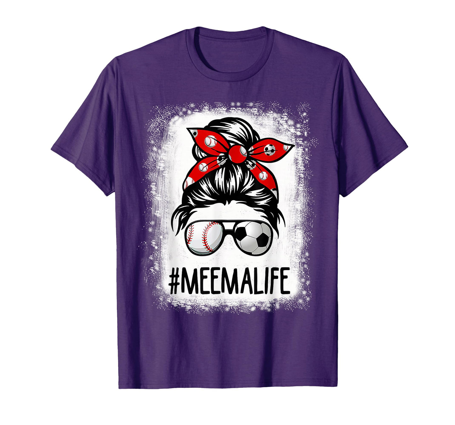 Bleached Meema Life Soccer Messy T-Shirt - Casual Everyday Wear Men Women - T-Shirt, Sweatshirt, Hoodie