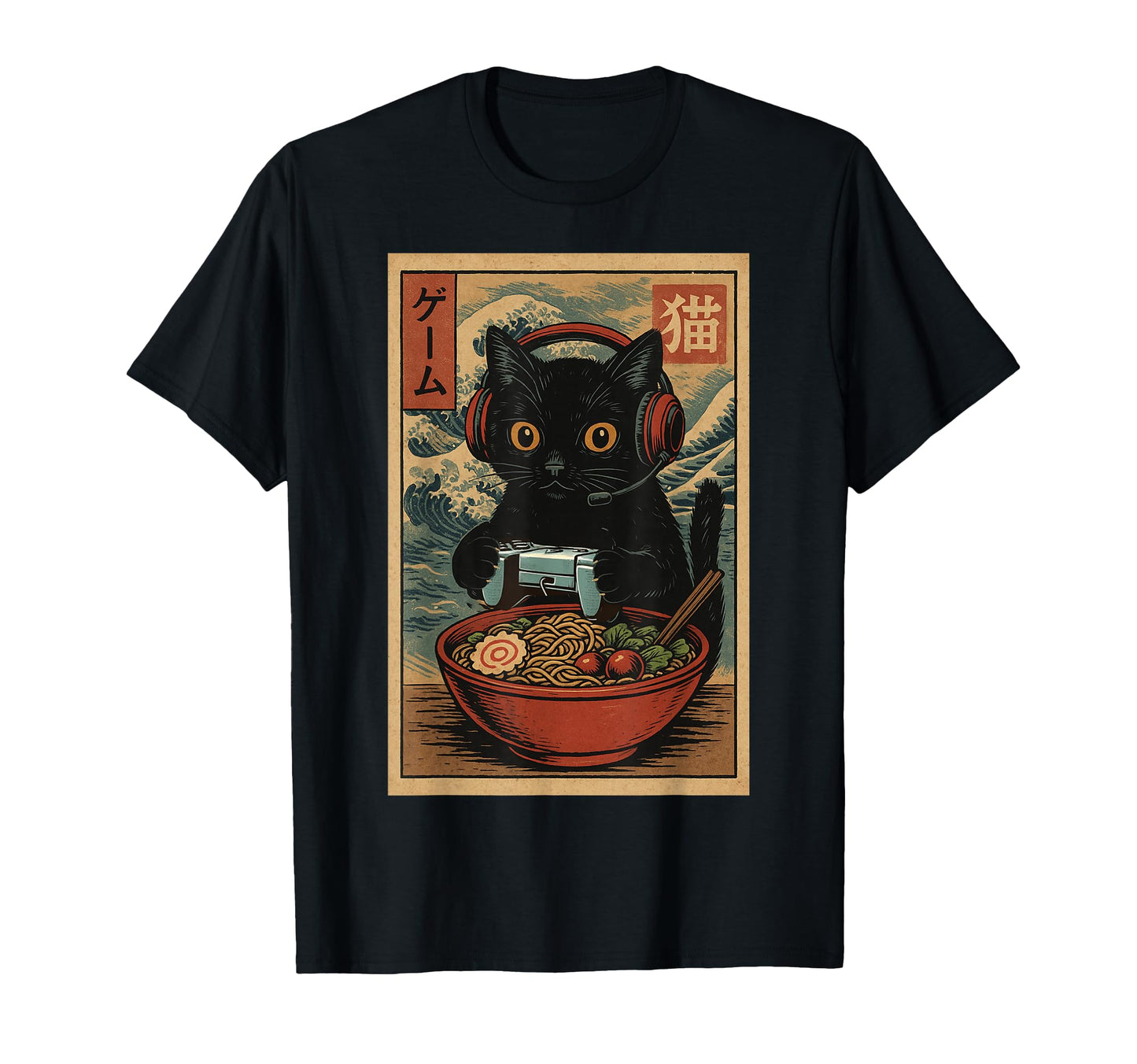 Kawaii Gamer Cat Funny Ramen Japanese T-Shirt - Streetwear Style Men Women - T-Shirt, Sweatshirt, Hoodie
