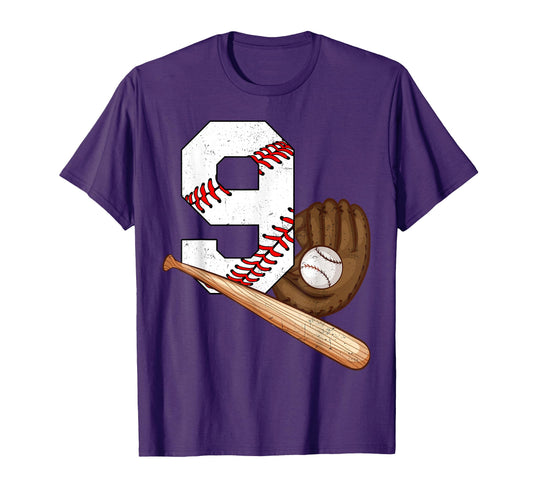 Baseball 9 Year Old Birthday T-Shirt - Streetwear Style for Adults - T-Shirt, Sweatshirt, Hoodie