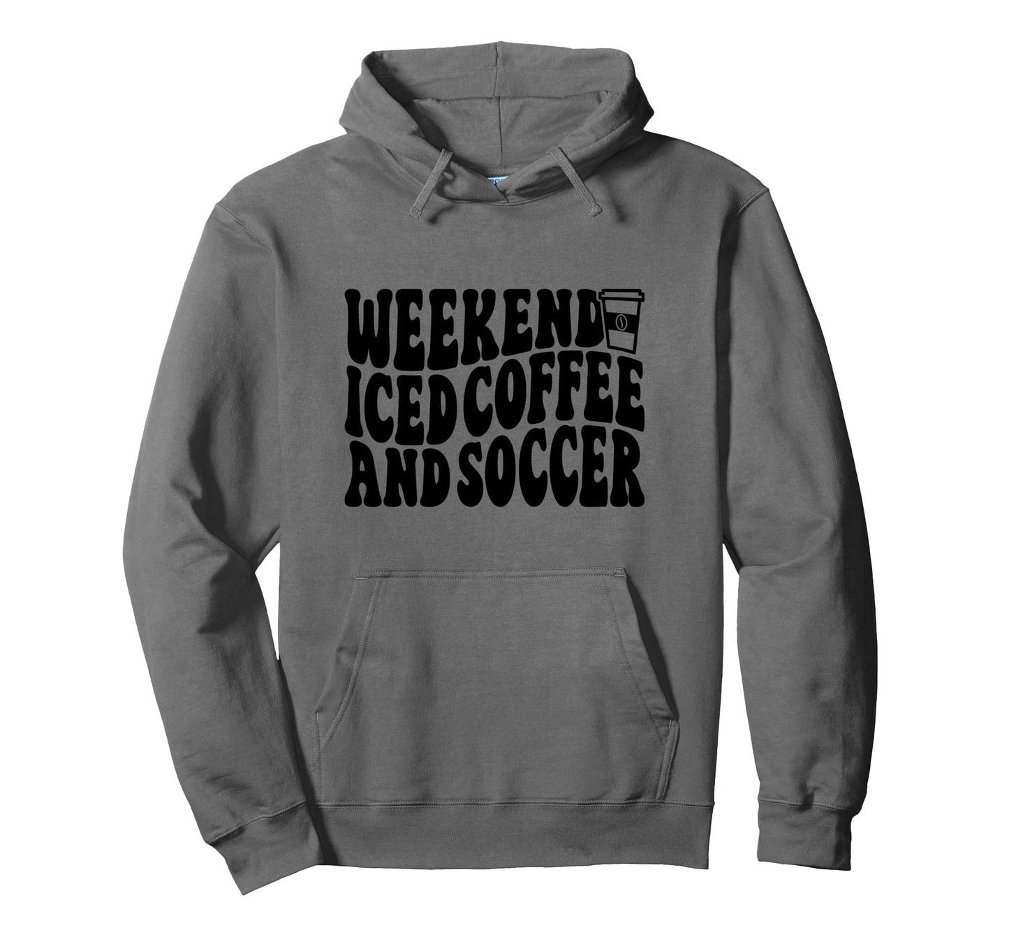Weekends Iced Coffee And Soccer Fun Hoodie - Unique Graphic for Adults - T-Shirt, Sweatshirt, Hoodie