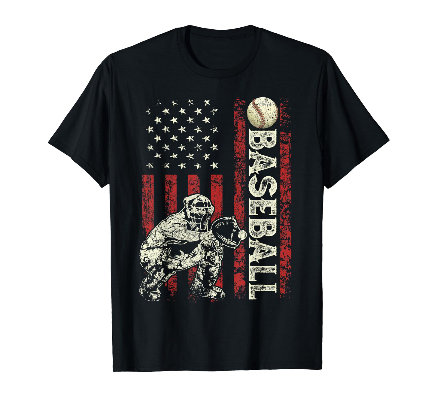 4Th July Catcher Baseball Us Flag Gifts T-Shirt - Novelty Apparel Unisex - T-Shirt, Sweatshirt, Hoodie