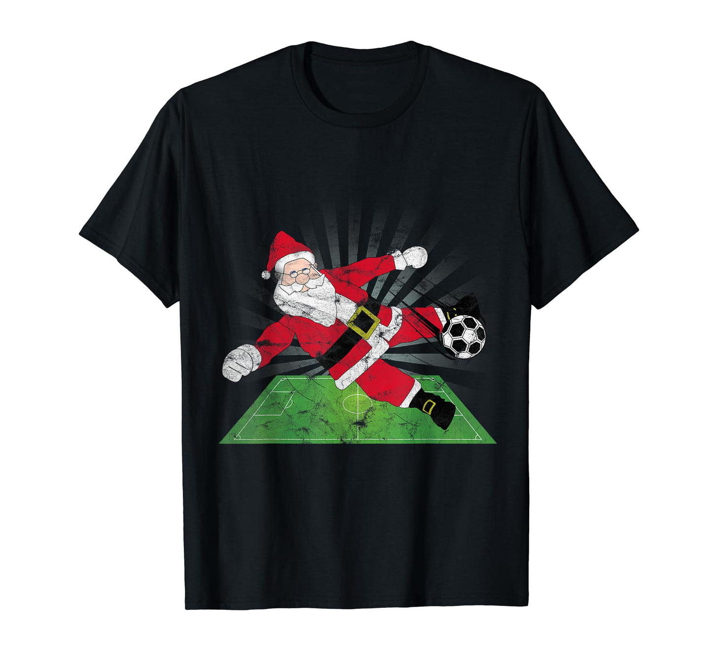 Santa Claus Kicking Soccer Ball T-Shirt - Unique Graphic Men Women - T-Shirt, Sweatshirt, Hoodie