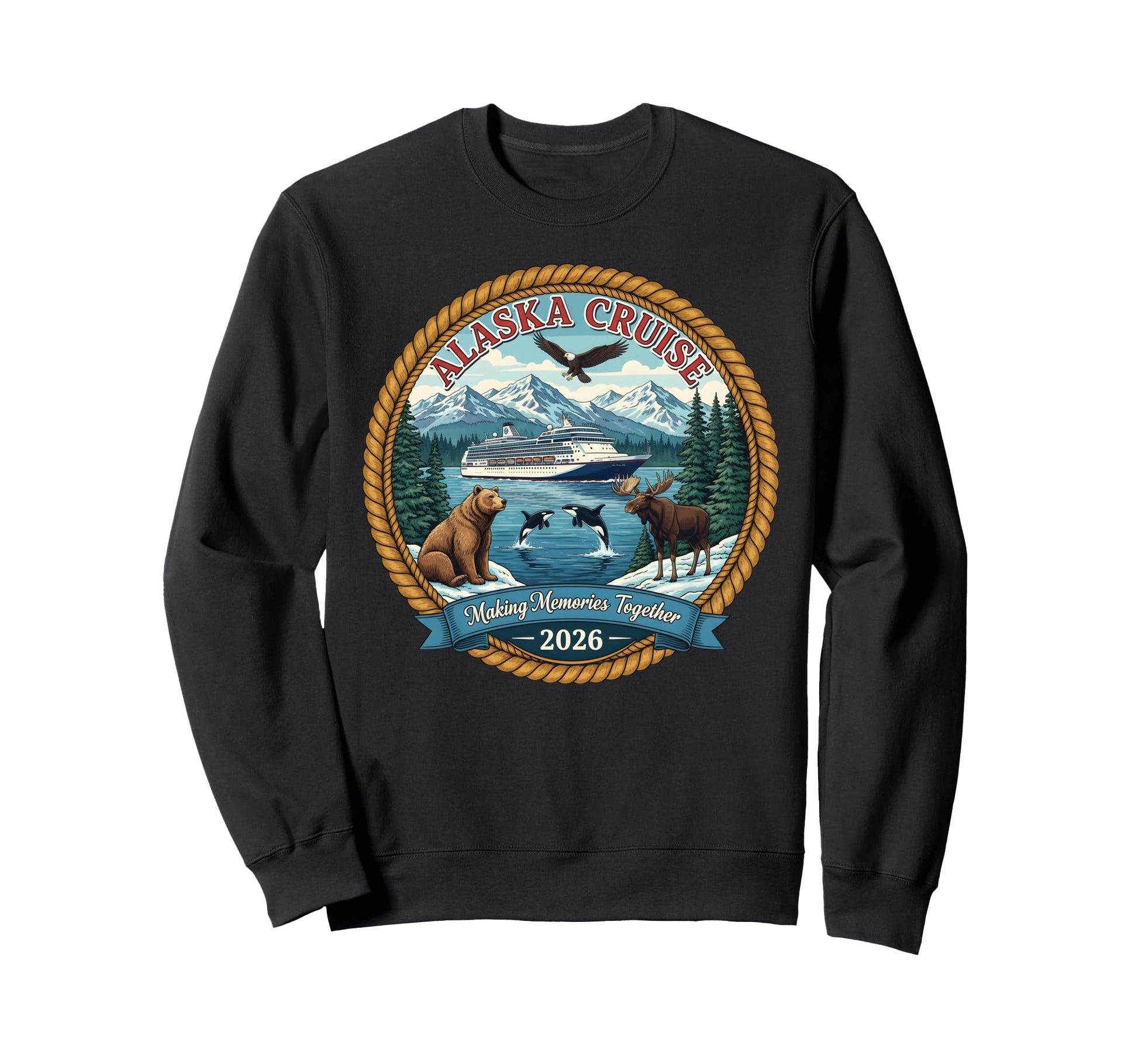 Alaska Cruise 2026 Matching Friends Sweatshirt - Trendy Graphic for Adults - T-Shirt, Sweatshirt, Hoodie