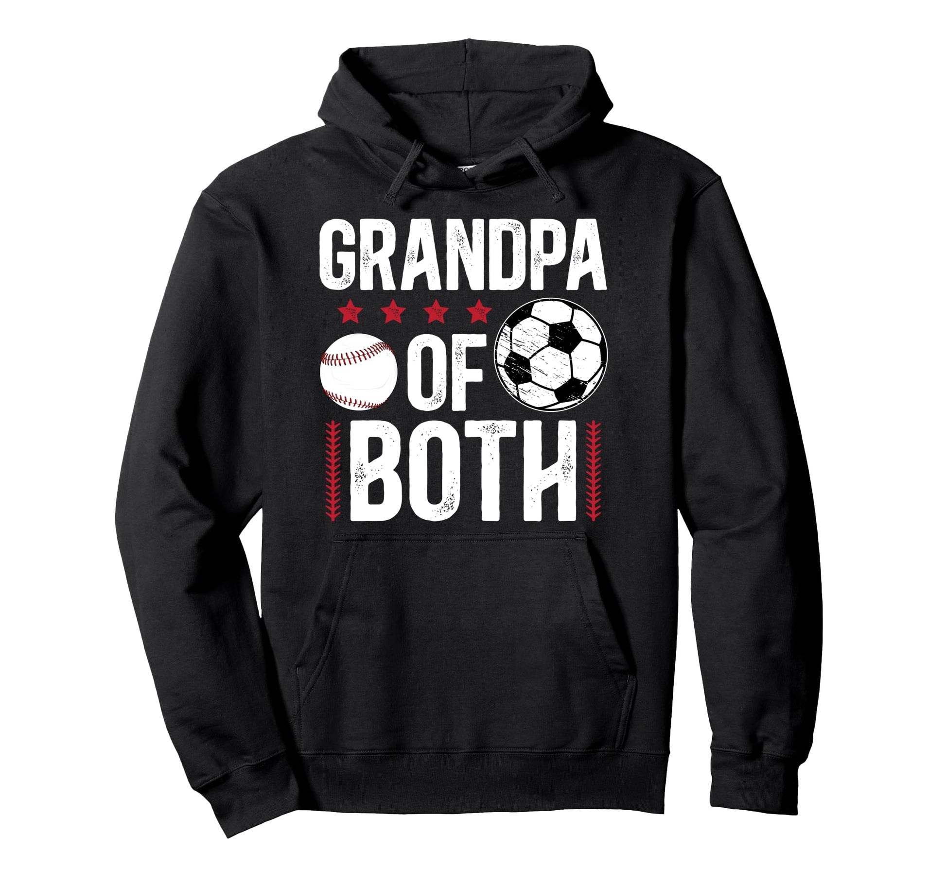 Grandpa Both Baseball Soccer Hoodie - Fun Novelty Design for Adults - T-Shirt, Sweatshirt, Hoodie