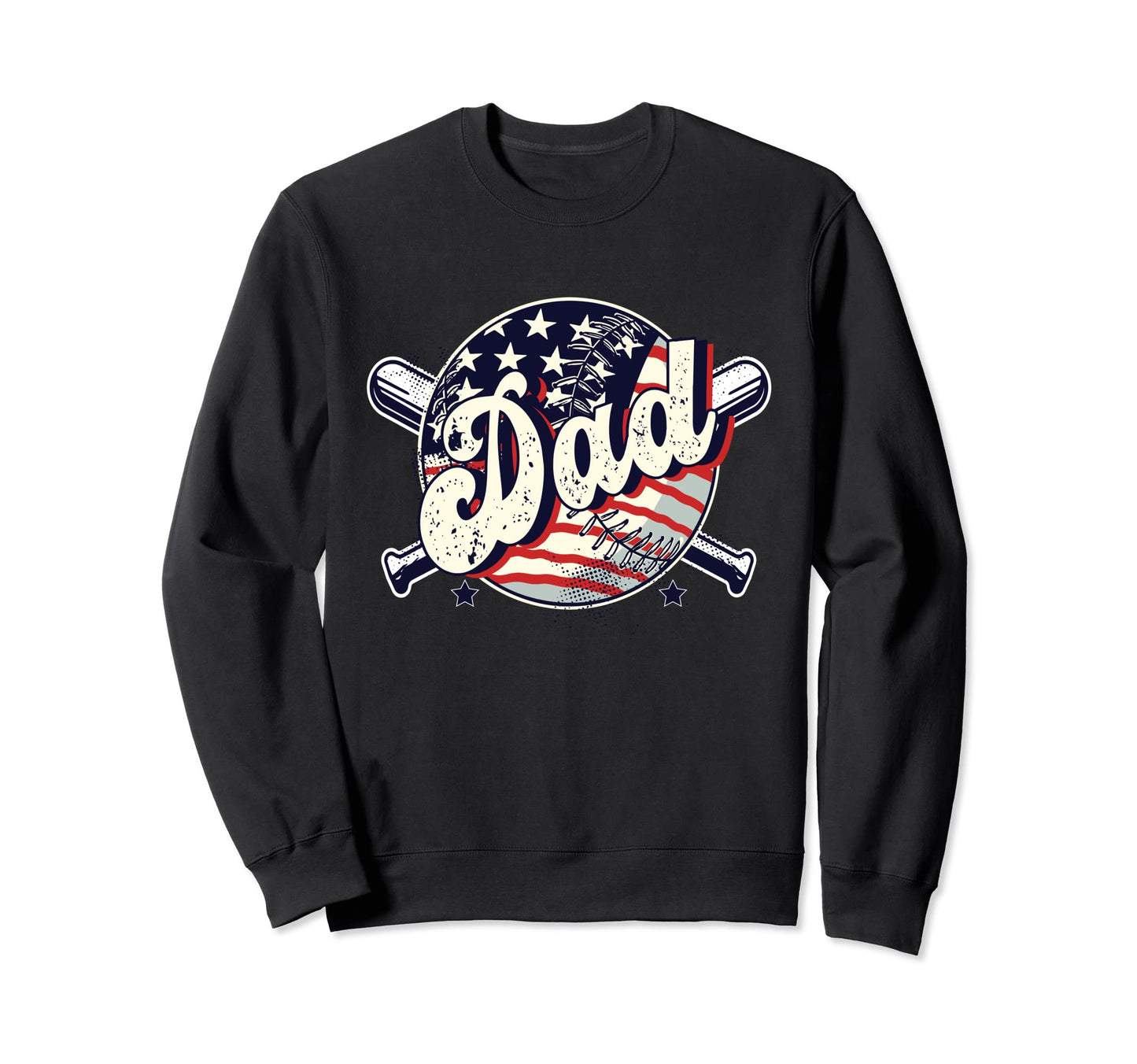 Us Flag Baseball Dad Baseball Sweatshirt - Aesthetic Graphic for Adults - T-Shirt, Sweatshirt, Hoodie