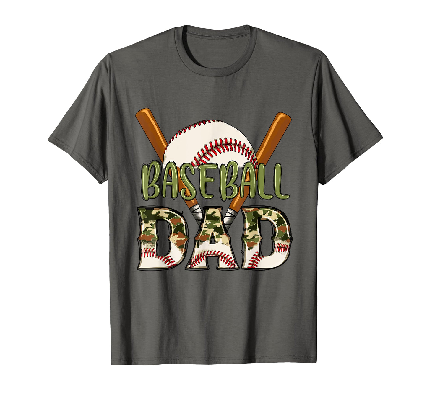 Baseball Dad Camo Flag Fathers Day T-Shirt - Graphic Print Men Women - T-Shirt, Sweatshirt, Hoodie