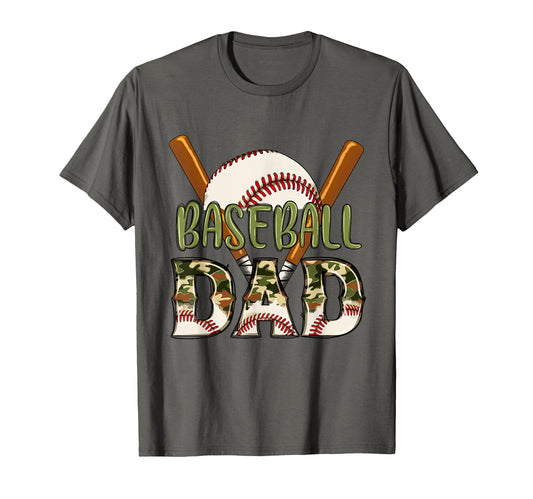 Baseball Dad Camo Flag Fathers Day T-Shirt - Graphic Print Men Women - T-Shirt, Sweatshirt, Hoodie