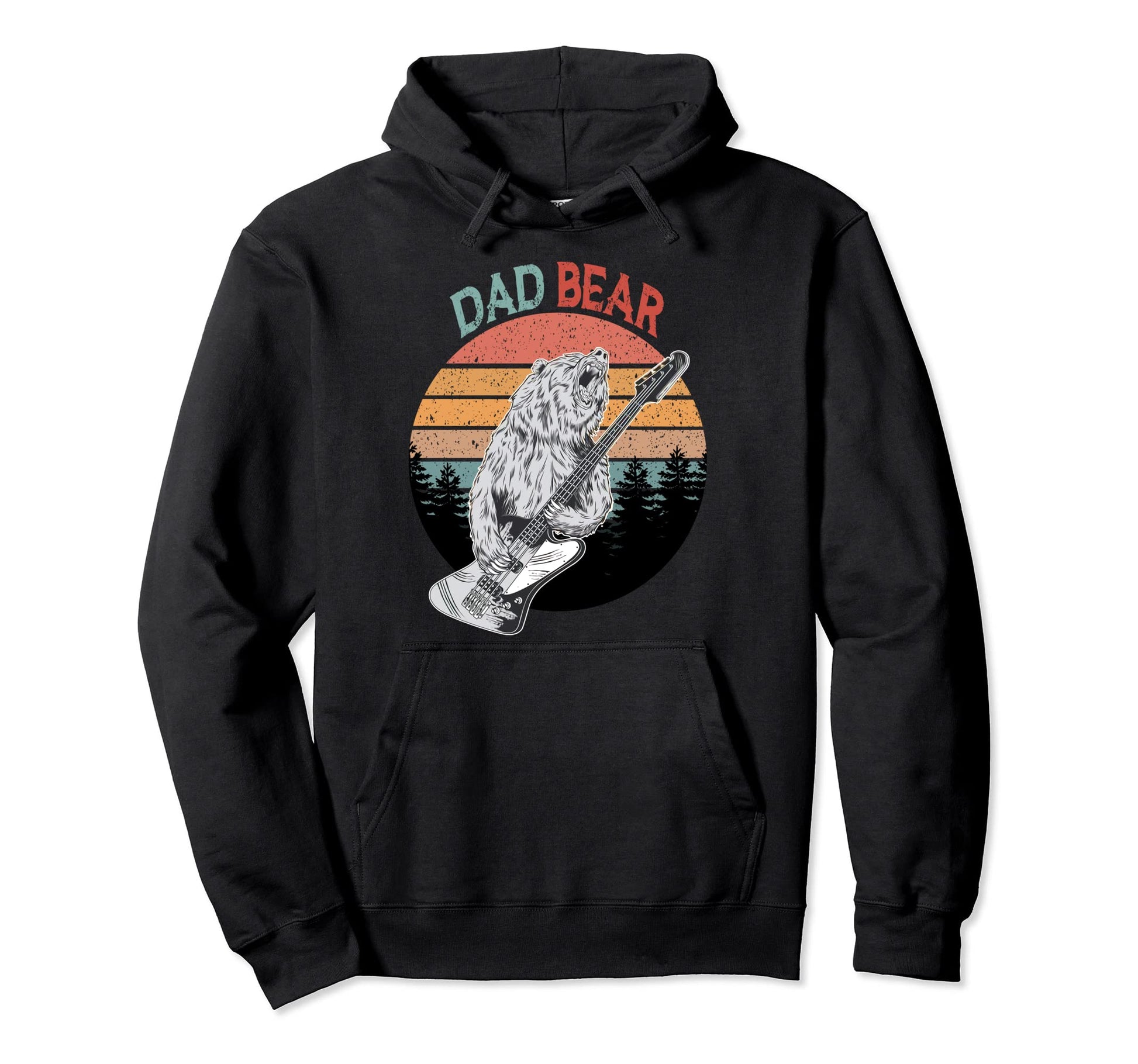 Funny Dad Bear Dad Guitar Fathers Hoodie - Fun Novelty Design Men Women - T-Shirt, Sweatshirt, Hoodie