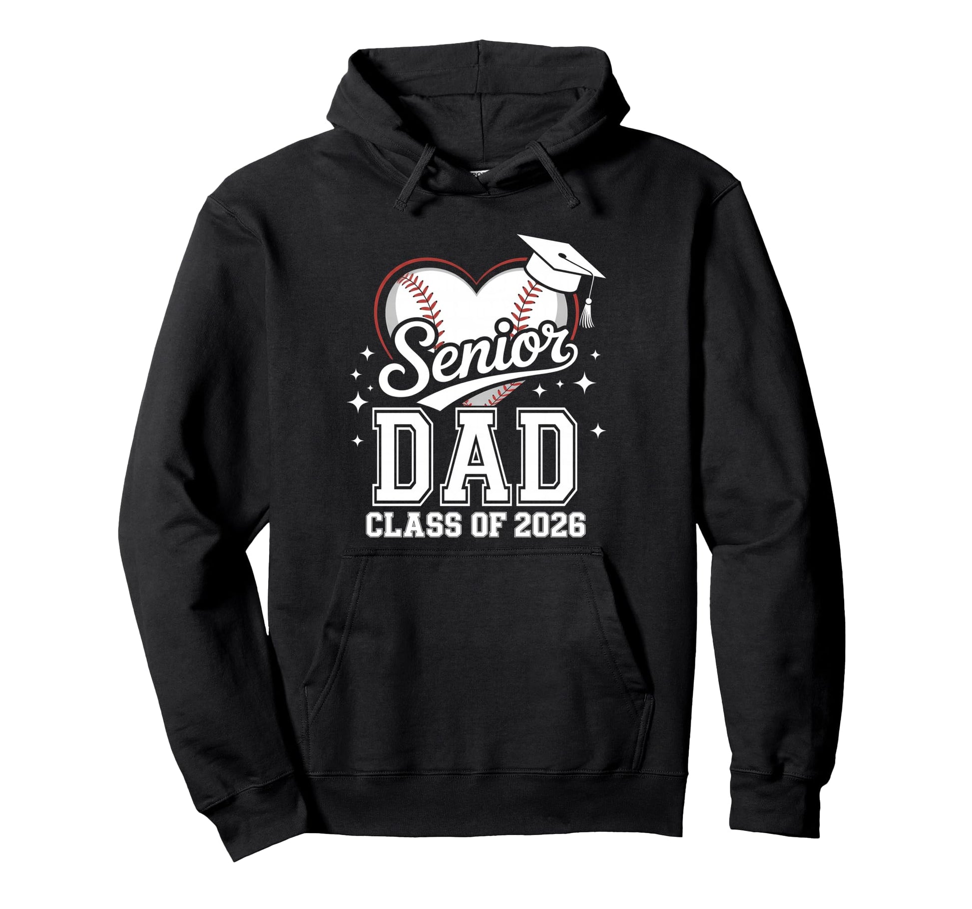 Senior Dad Class 2026 Baseball Heart Hoodie - Custom Art Print for Adults - T-Shirt, Sweatshirt, Hoodie