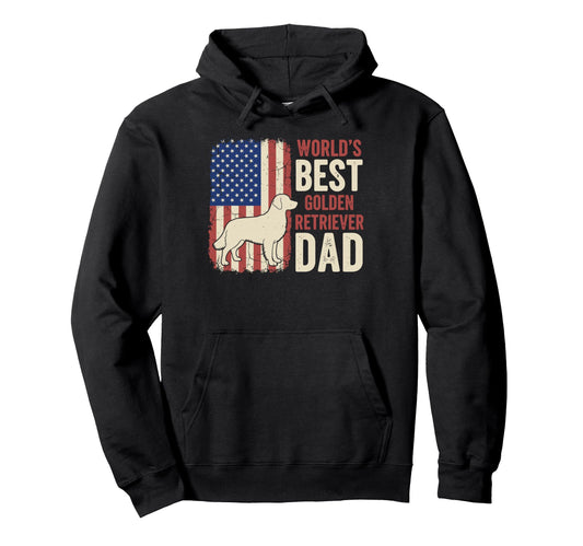 American Flag Best Golden Retriever Dad 4Th Hoodie - Unique Graphic Unisex - T-Shirt, Sweatshirt, Hoodie