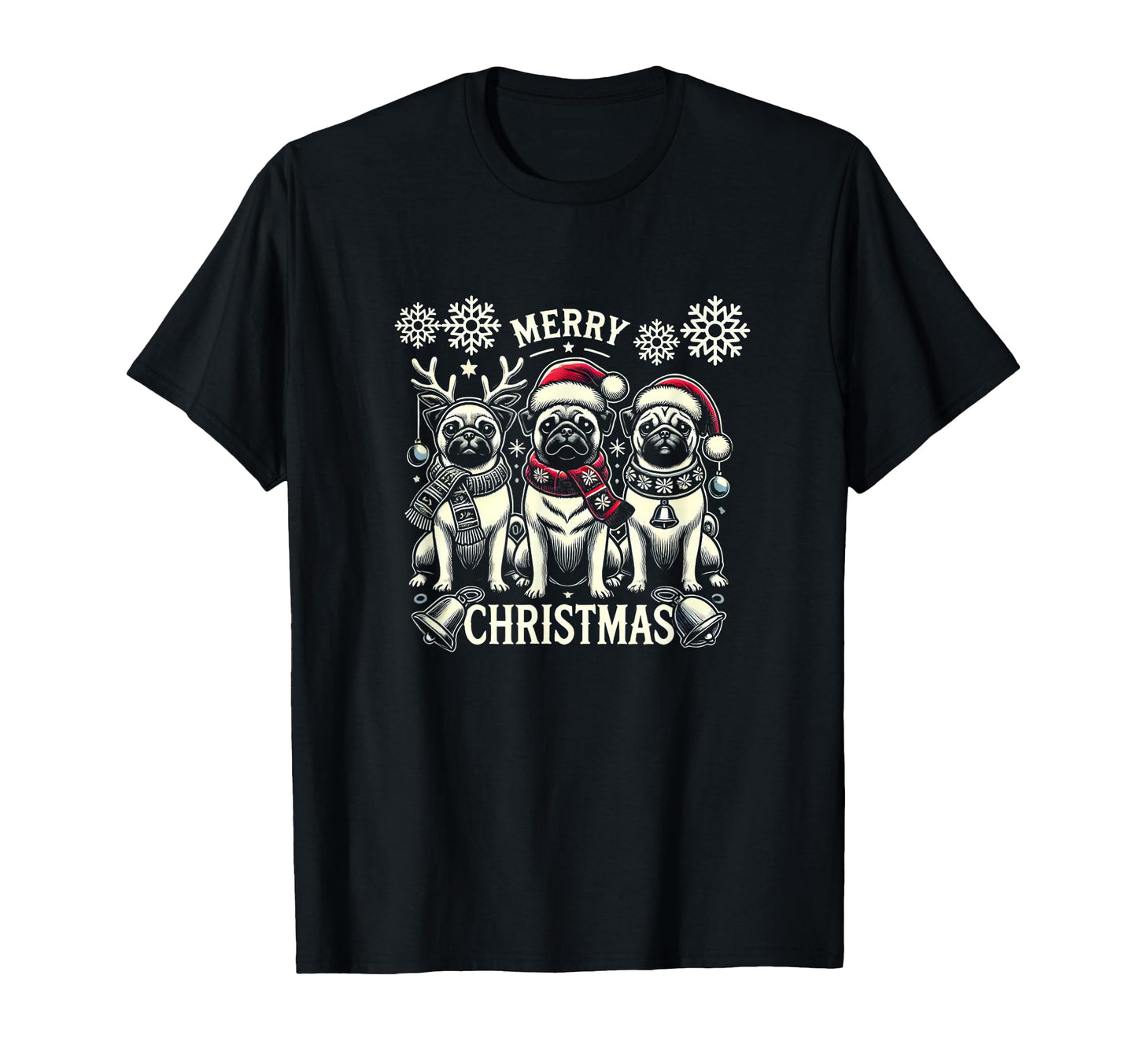 Pug Santa Hat Pug Mom Pug Dad T-Shirt - Trendy Graphic for Adults - T-Shirt, Sweatshirt, Hoodie