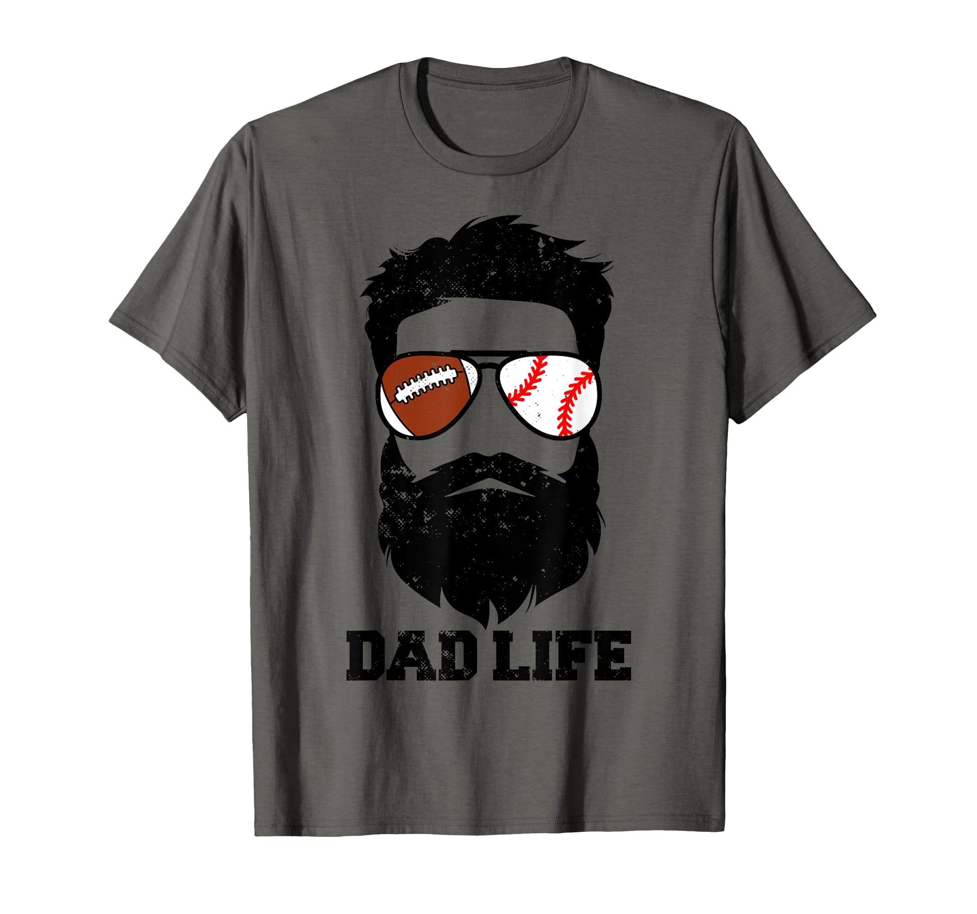 Football Baseball Dad Messy Hair Beard T-Shirt - Trendy Graphic for Adults - T-Shirt, Sweatshirt, Hoodie