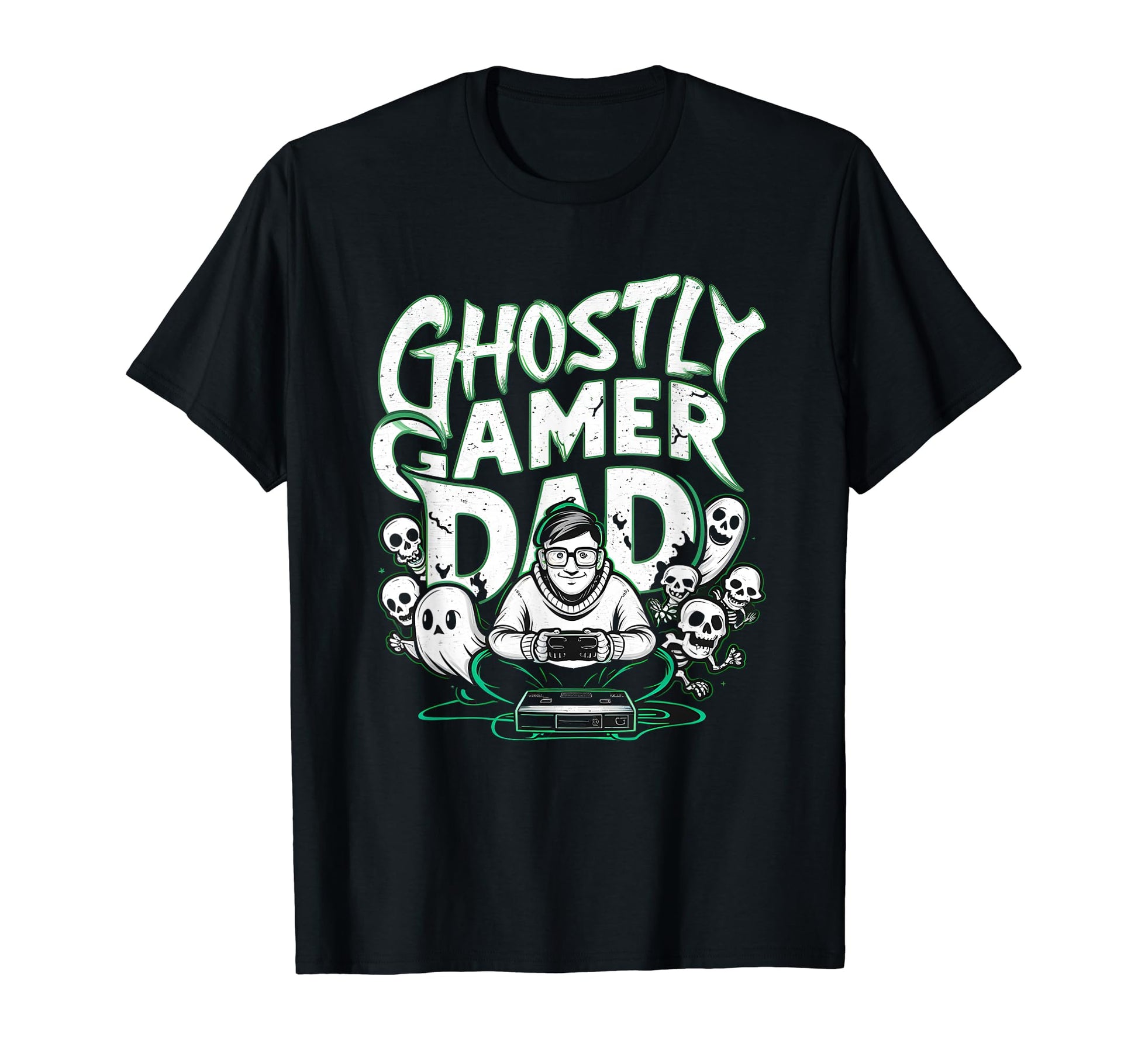 Halloween Ghostly Gamer Dad Skull Hoodie - Casual Everyday Wear for Adults - T-Shirt, Sweatshirt, Hoodie